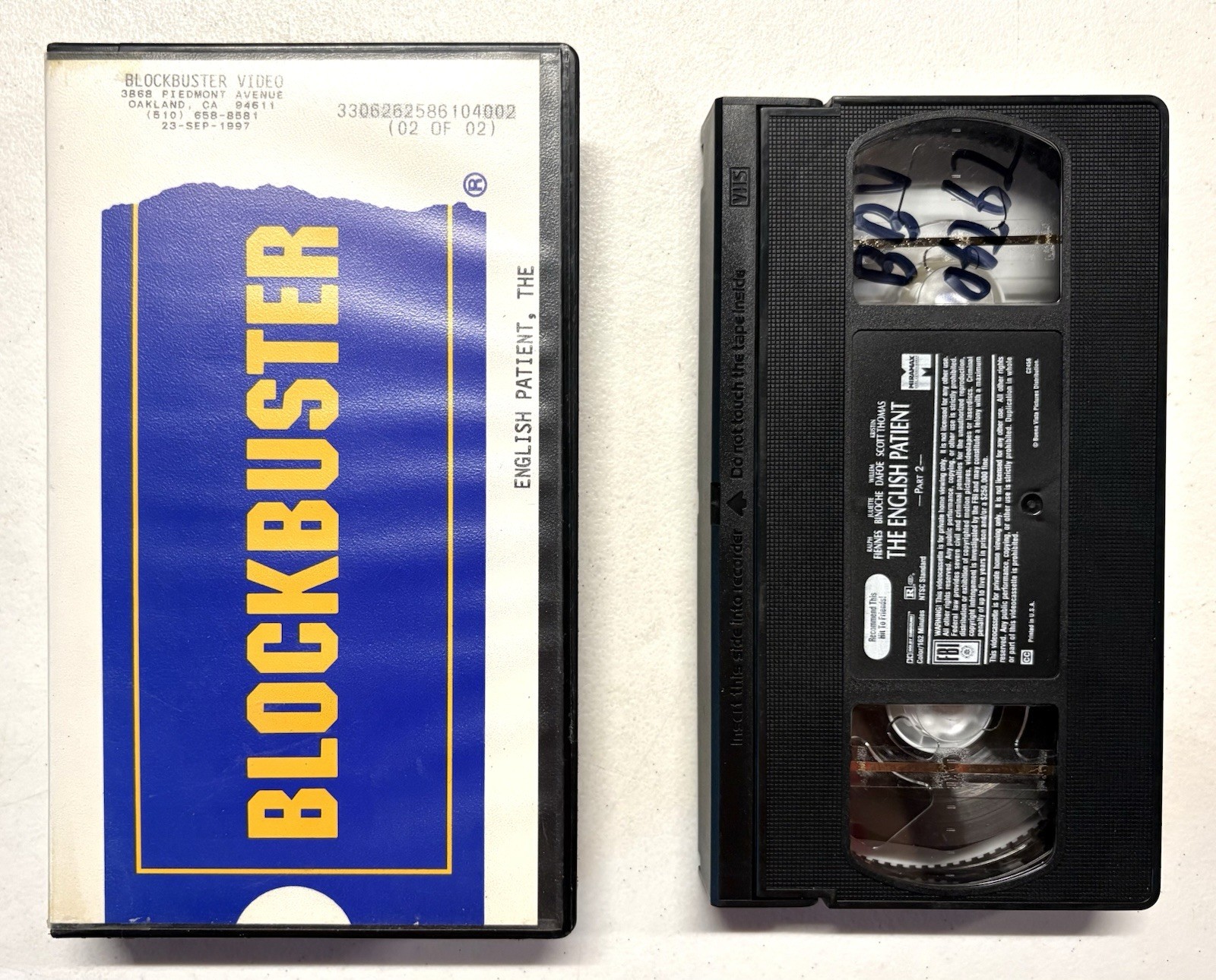 The English Patient, Part 1 & 2 VHS Tapes – Blockbuster Clamshell Rental (1996)