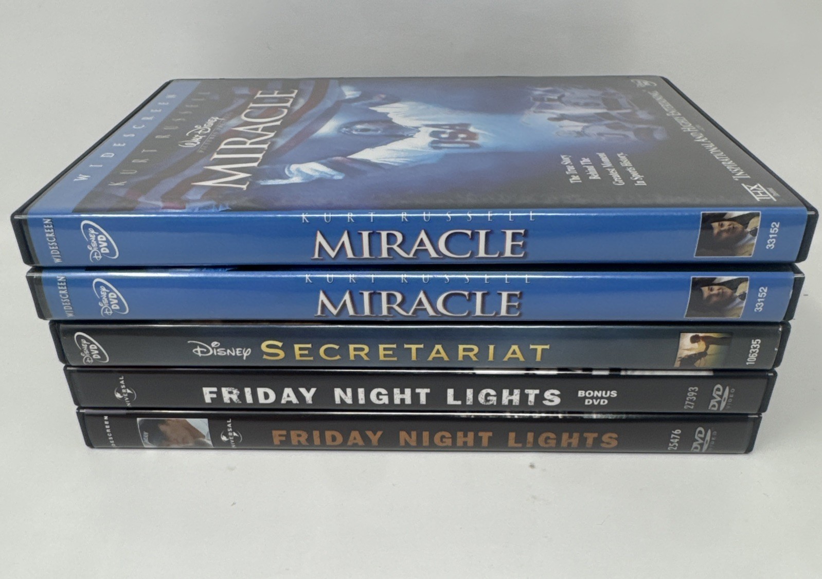 Sports Inspiration DVD Lot of 5 Miracle Friday Night Lights Secretariat (1)