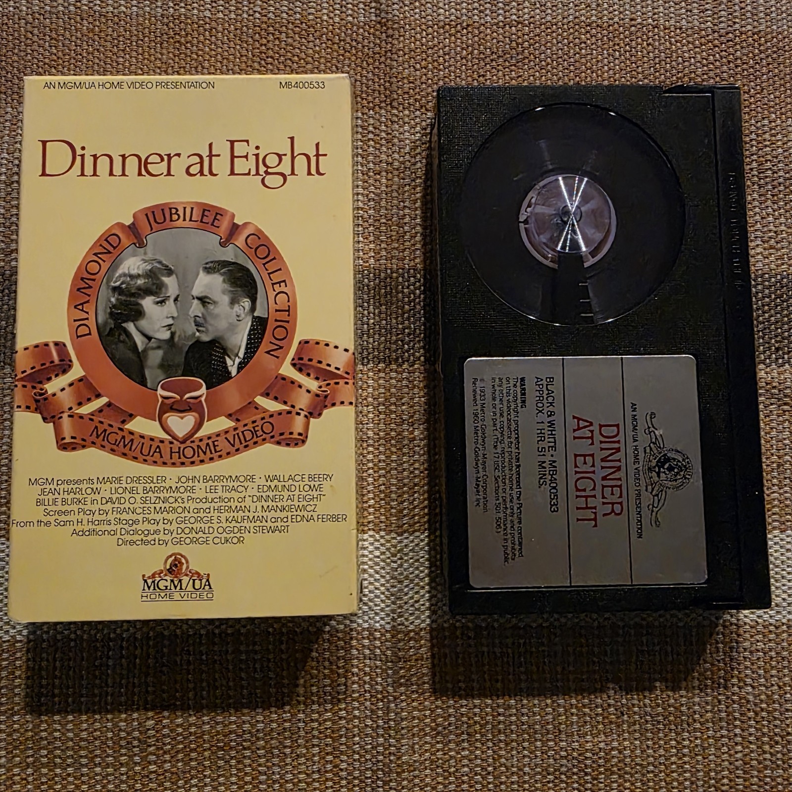 Dinner At Eight Betamax BETA NOT VHS Jean Harlow John Barrymore Diamond Jubilee
