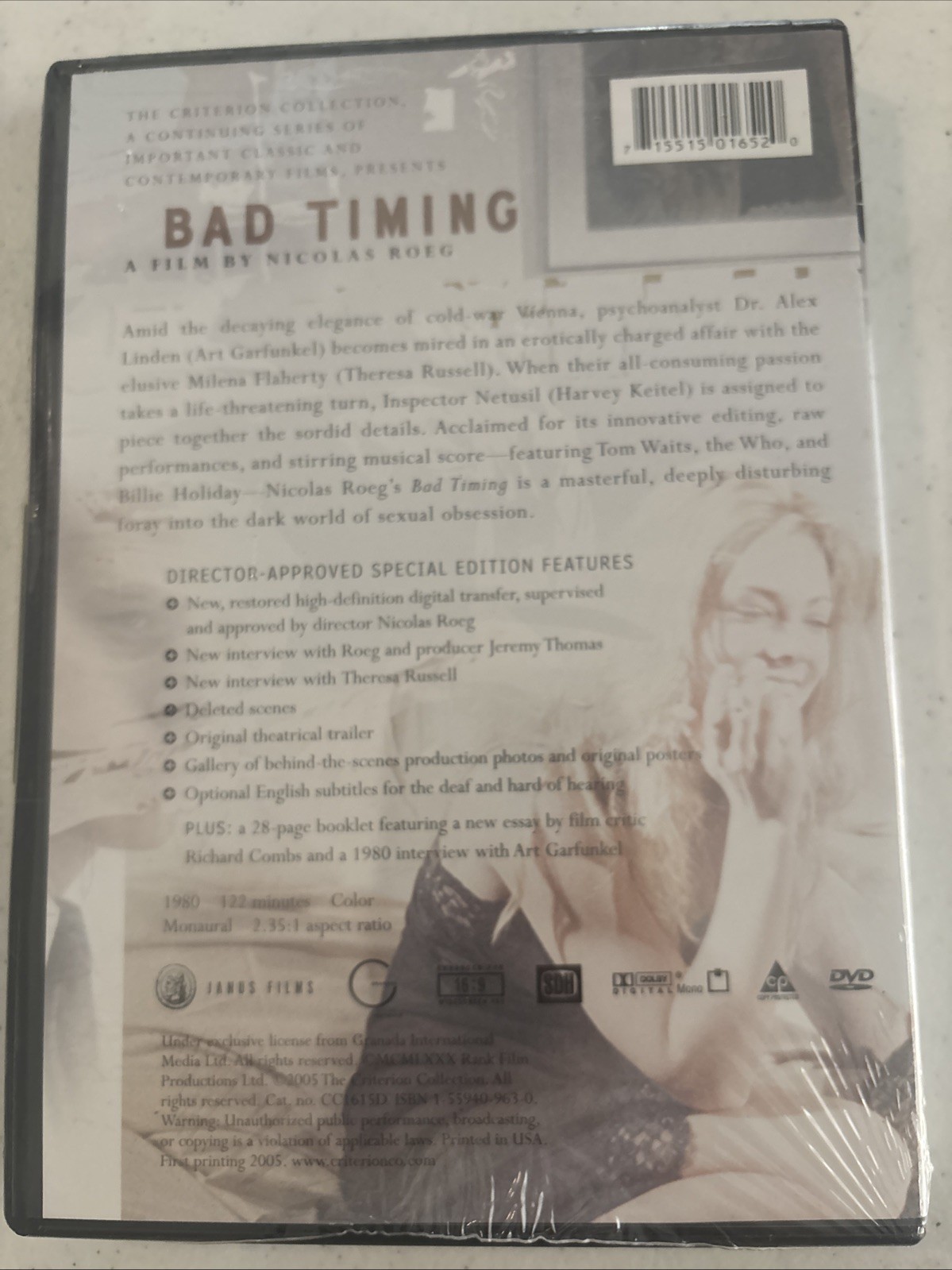 Bad Timing DVD Brand New Sealed Criterion Special Edition