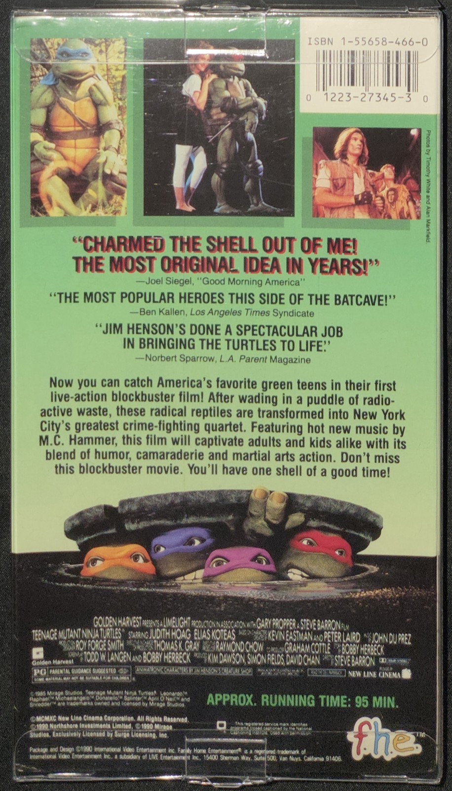 1990 TMNT The Movie VHS Sealed FHE 1st Print Pizza Hut Sticker Turtle Watermark