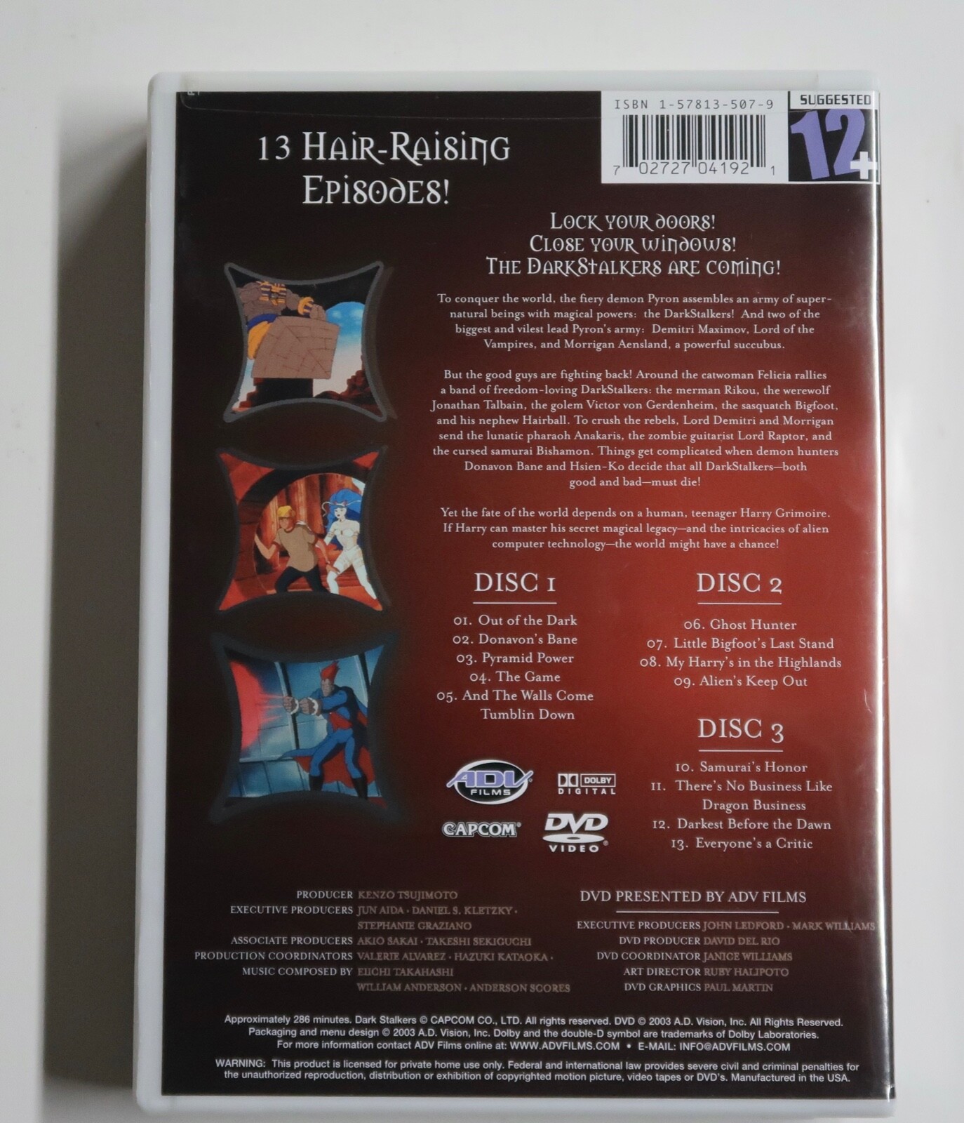 DarkStalkers: Out of the Shadows (DVD, 2003) 13 Episodes 3 Disc Anime ADV Films