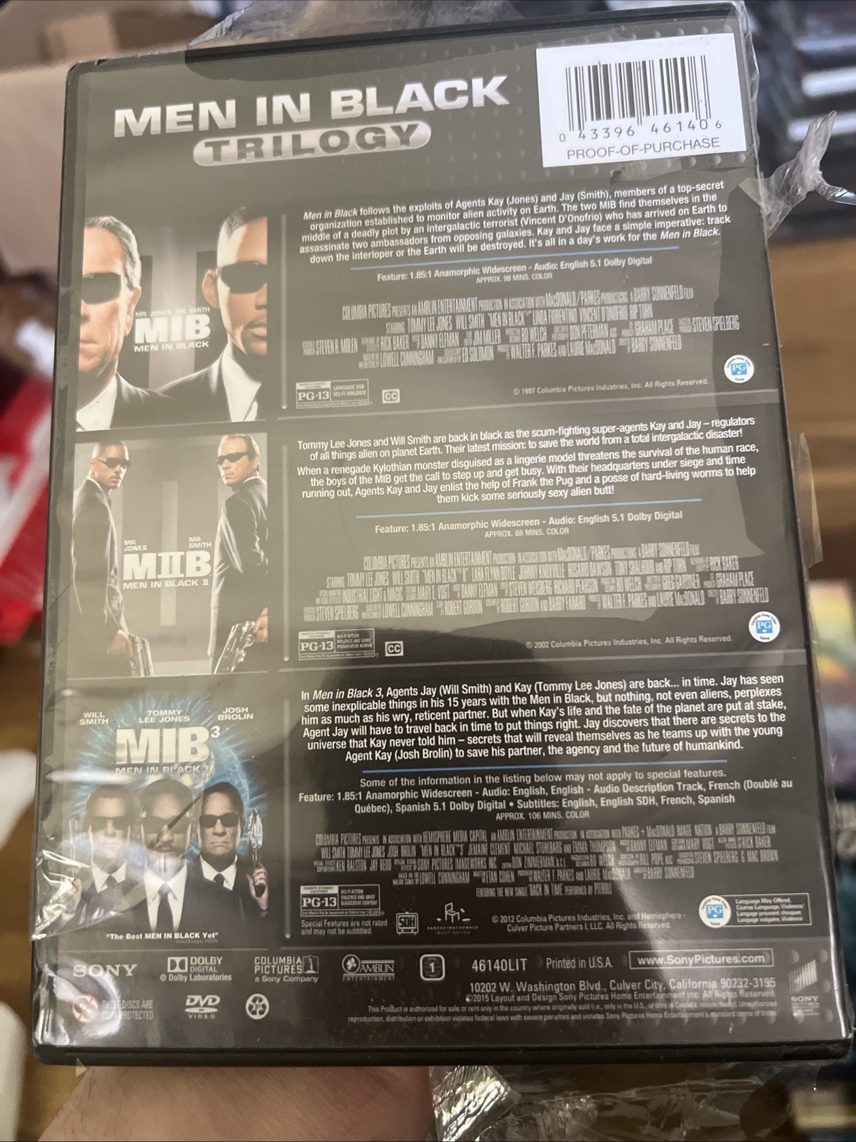 MIB Trilogy Men in Black / Men in Black 2 / Men in Black 3 (DVD) (Case Wear)