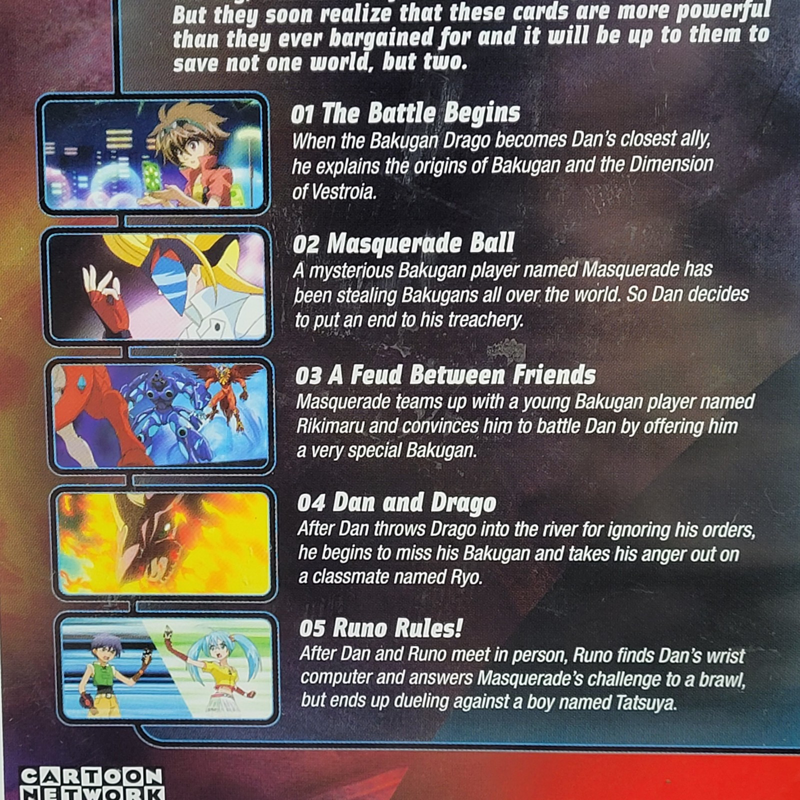 Bakugan 1: Battle Brawlers DVD 2008 Cartoon Network 5 Episodes 111 Minutes