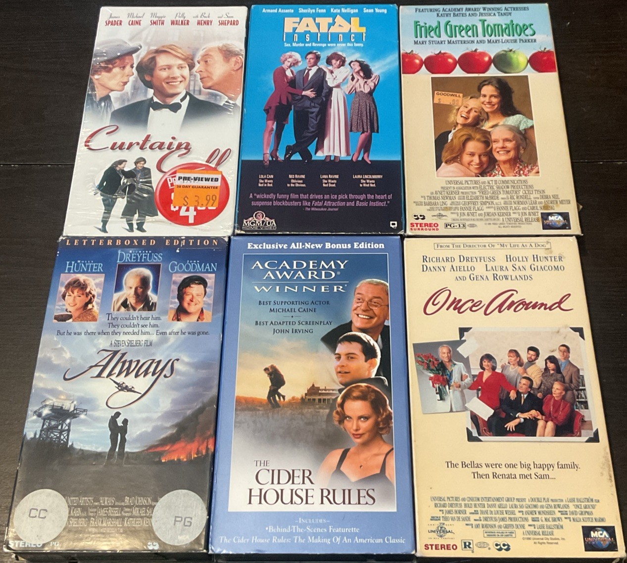 90s Rom Com Drama Family VHS Lot of 6: Always, Fatal Instinct, Once Around,…