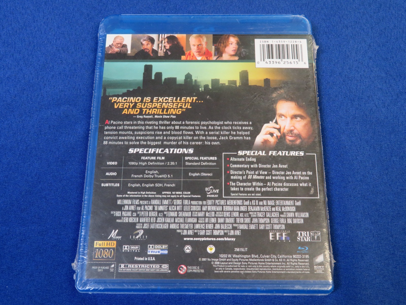 BRAND NEW 88 Minutes (Blu-ray, R, 2008) *Al Pacino