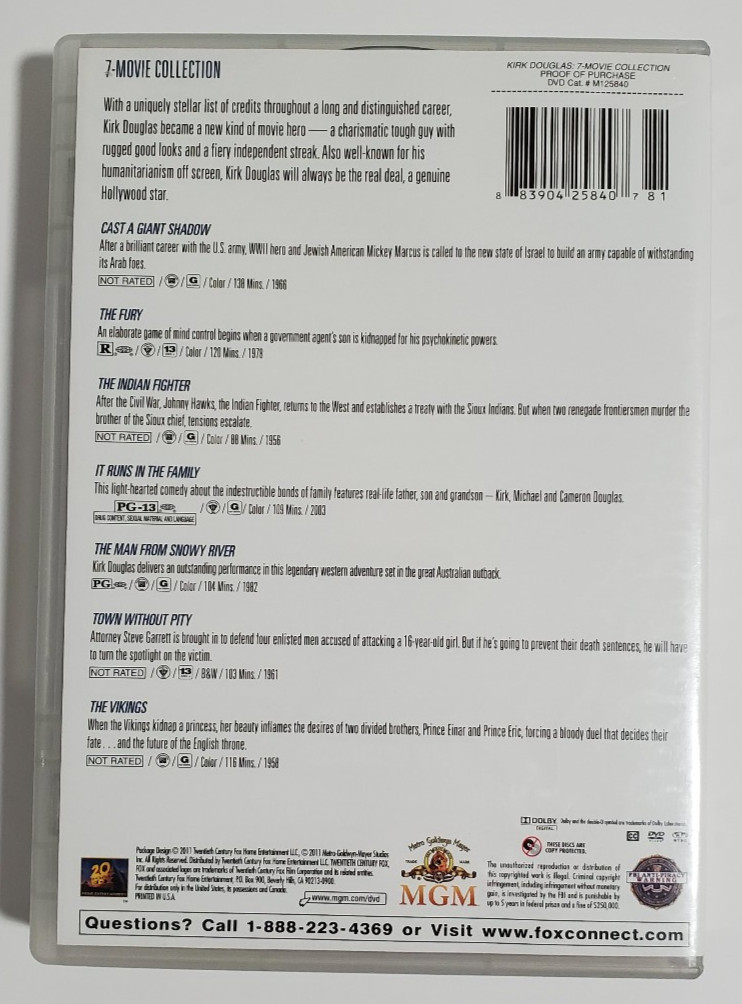 Kirk Douglas 7-Movie Collection (DVD 7-Disc Set, 2011)