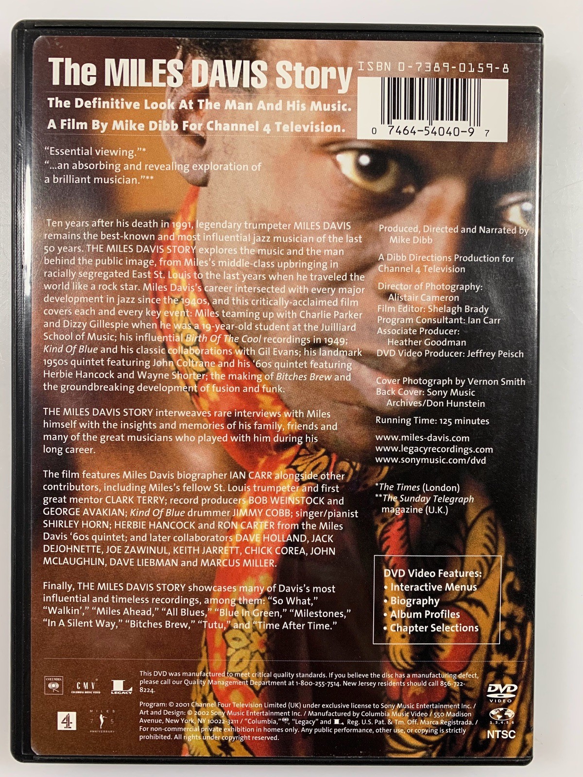 THE MILES DAVIS STORY DVD MUSIC DOCUMENTARY SONY LEGACY JAZZ LIKE NEW