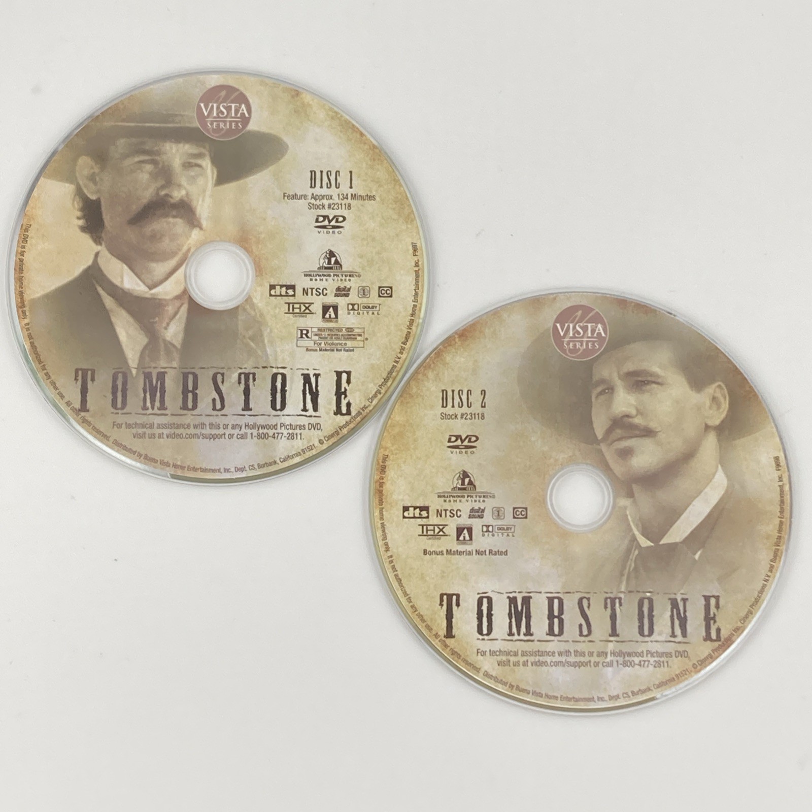 Tombstone (1993) Director’s Cut – DVD 2 Disc Only – No Case – No Tracking