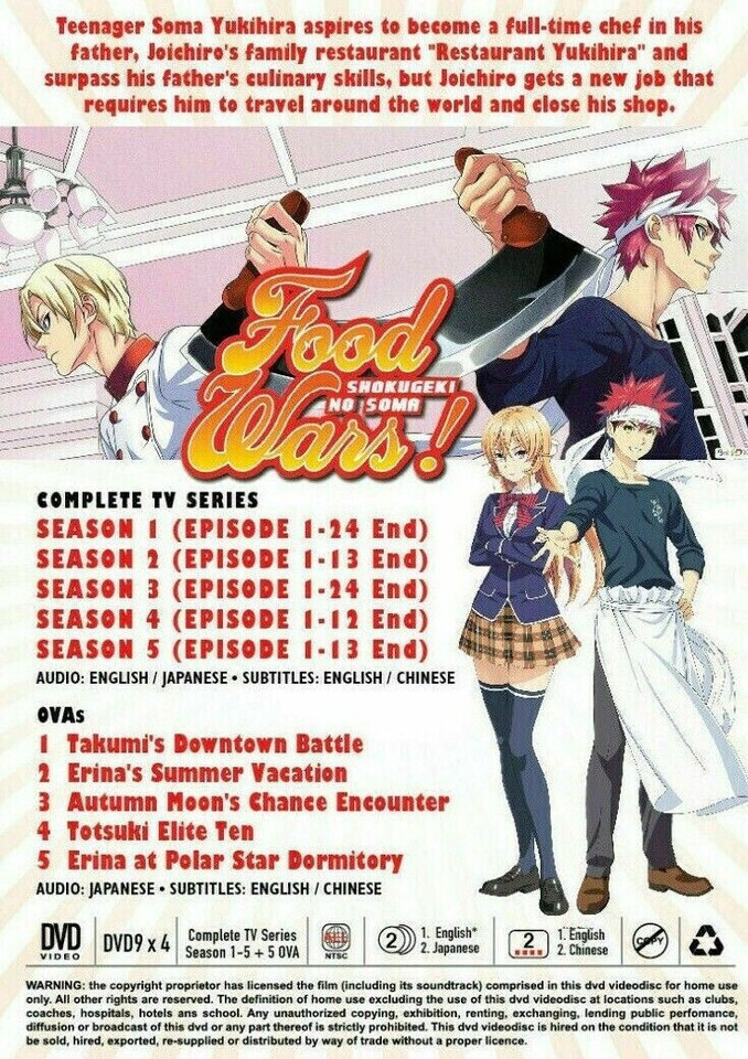 Food Wars! Shokugeki no Souma Season 1-5 Complete Anime DVD English Dub Gift