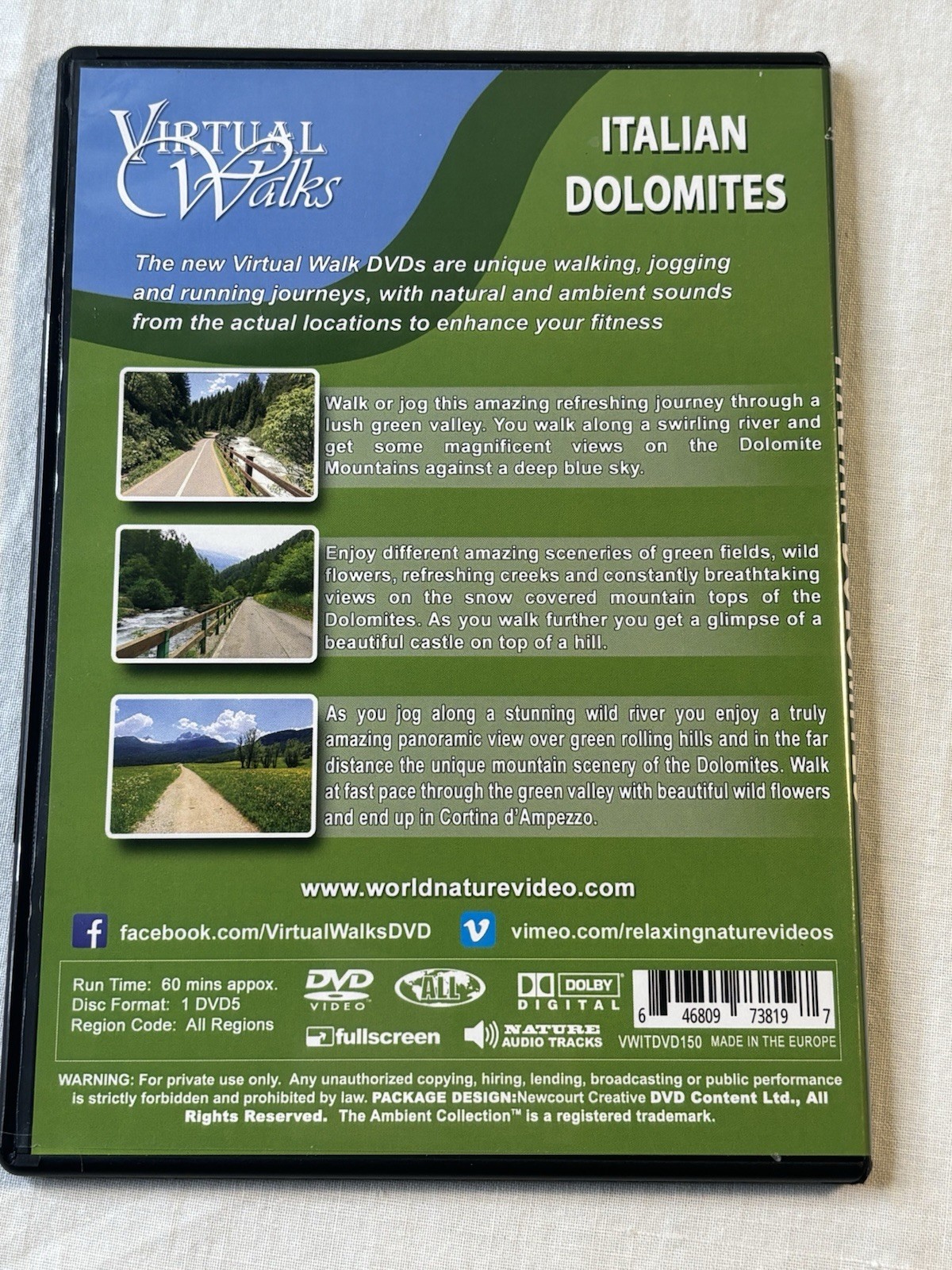 Virtual Walks Italian Dolomites (DVD) Three Walks Made in Europe 60 Mins
