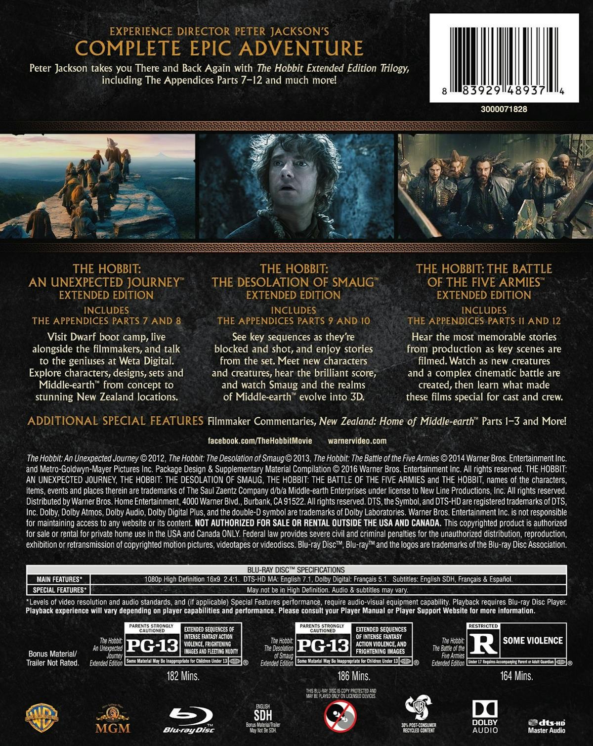 The Hobbit Trilogy – Extended Edition Blu-ray Martin Freeman NEW