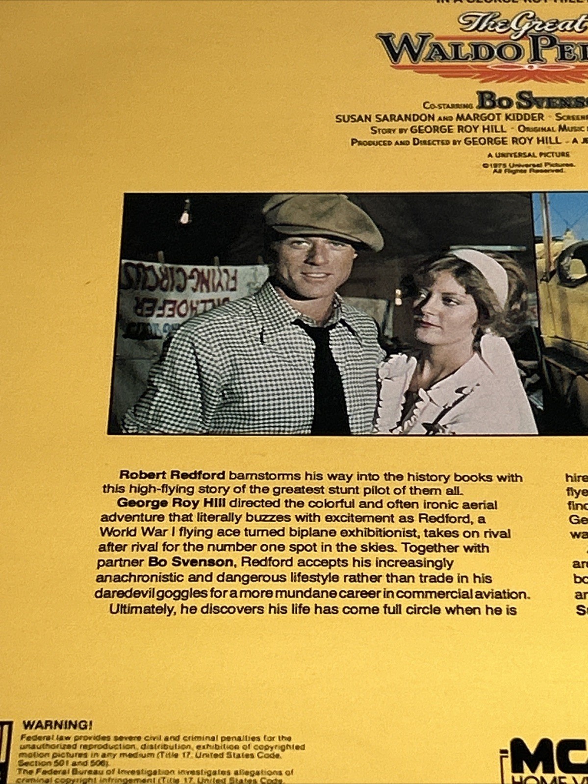 “The Great Waldo Pepper” (1975) George Roy Hill Film LaserDisc W/Robert Redford