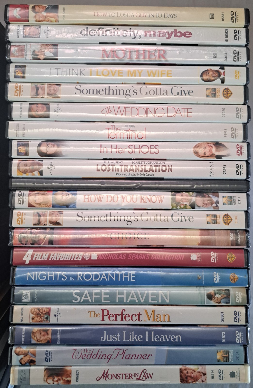 Romantic Comedy Drama DVD Lot 20 DVDs Safe Haven Wedding Planner Monster-in-Law