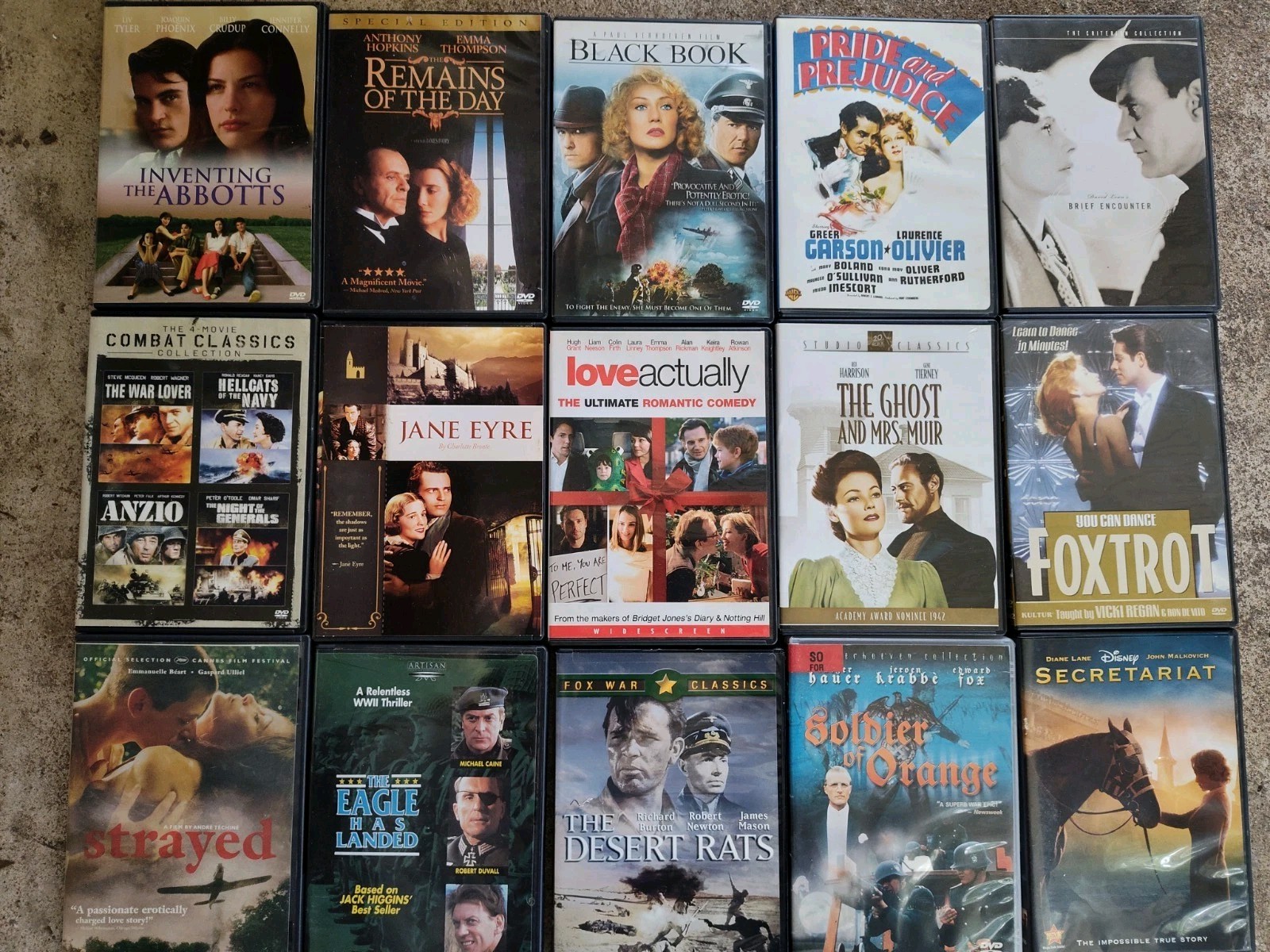 Lot of 15 DVD Movies Drama Romance War Classics Love Actually Jane Eyre…