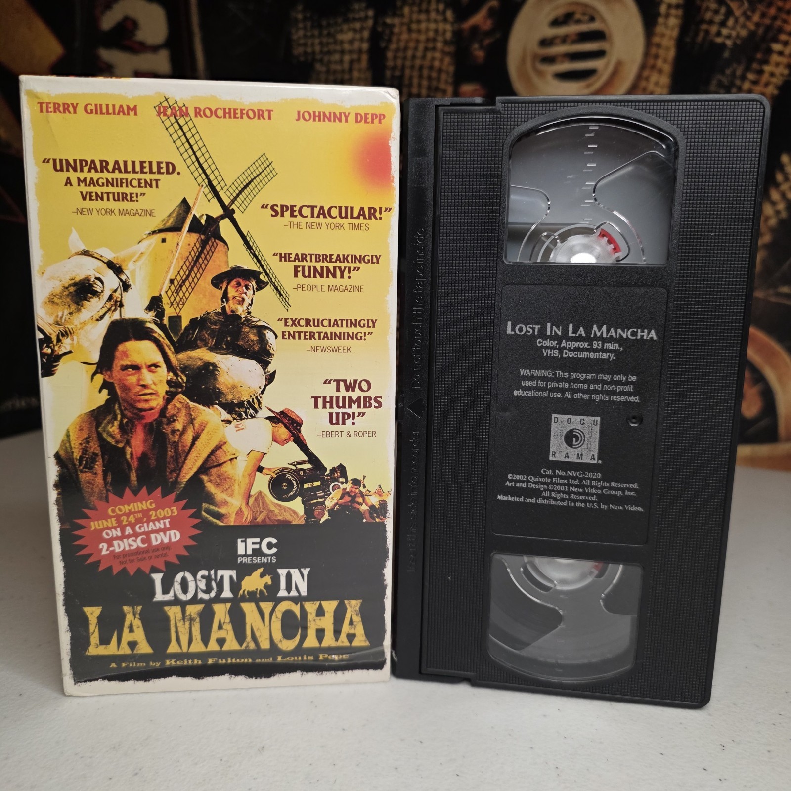Lost In La Mancha 2002 Screener VHS Tape Gilliam Depp Don Quixote Documentary