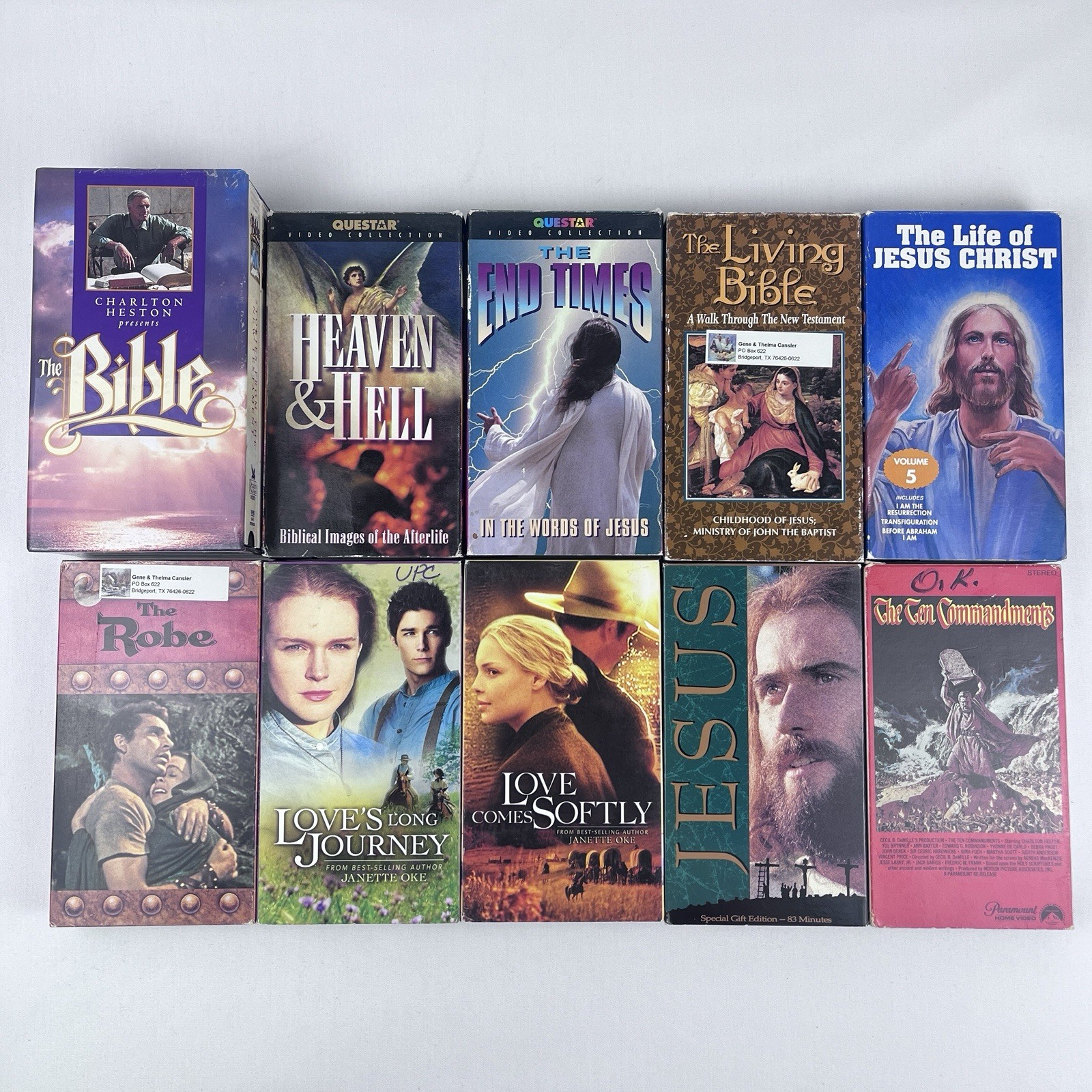 Miscellaneous VHS Movie Tape Lot of 10 Religious Christian Church Vintage Bundle