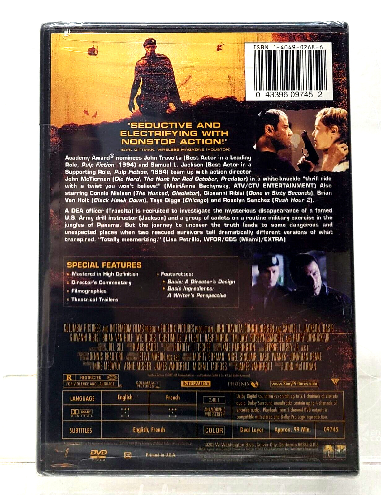 Basic (DVD, 2003) John Travolta, Connie Nielsen, Samuel Jackson NEW SEALED
