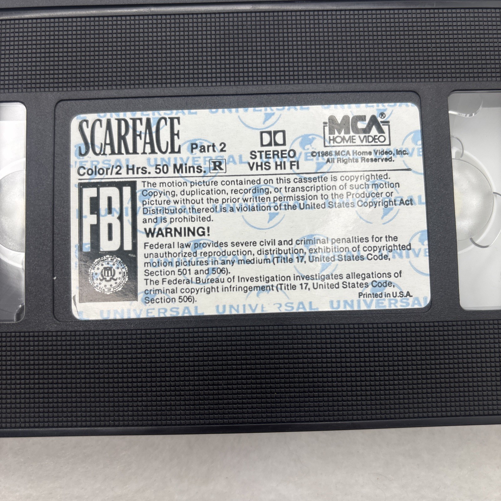 Scarface – VHS – 1990 – 2 Tape Set – Al Pacino – Brian De Palma – Tested Working