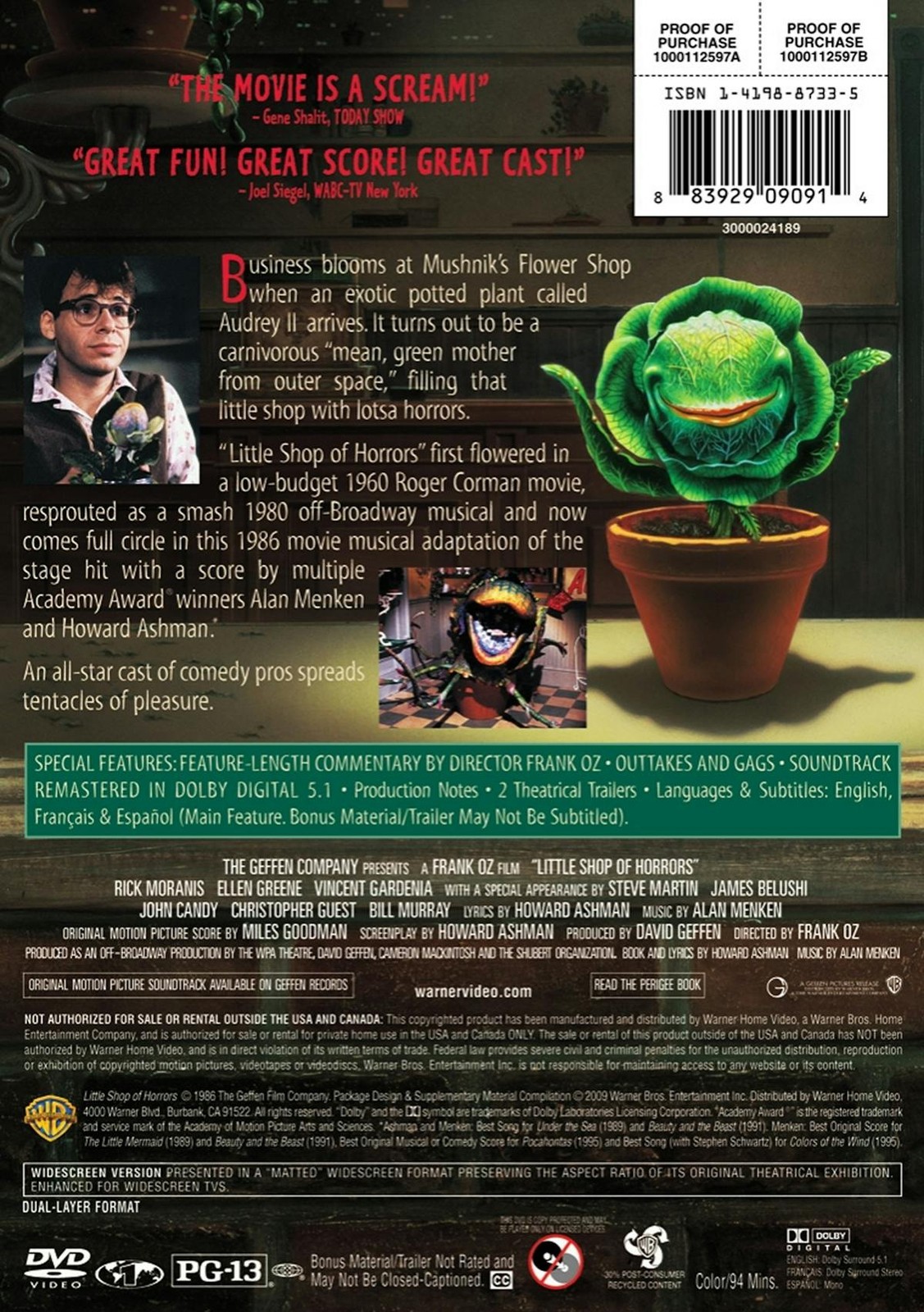 Little Shop of Horrors DVD Rick Moranis NEW