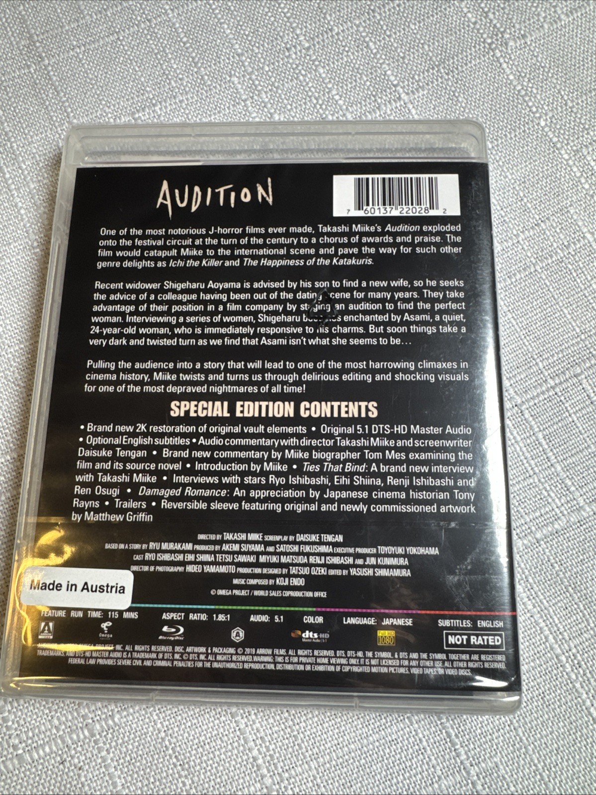 AUDITION Special Edition w/Booklet (1999) (Blu-Ray) ARROW – TAKASHI MIIKE – NEW!