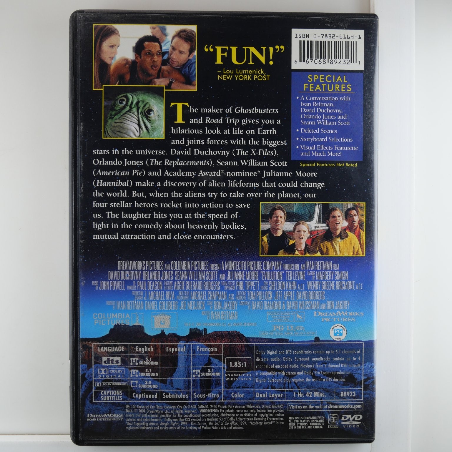 Evolution DVD 2001 Widescreen David Duchovny Ivan Reitman Sci-Fi Comedy
