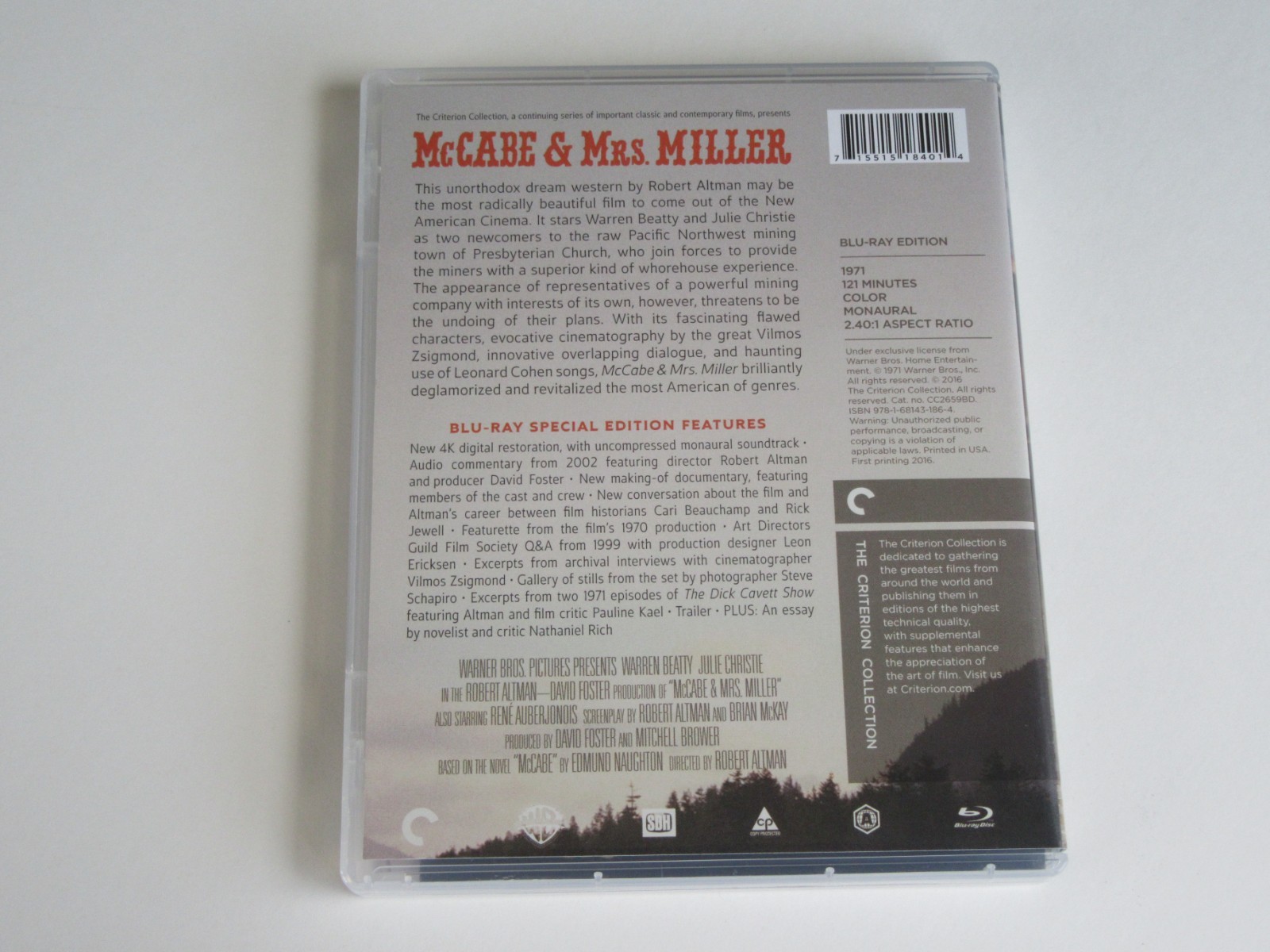 MCCABE & MRS. MILLER (Blu-ray, Criterion Collect.) Warren Beatty, Julie Christie