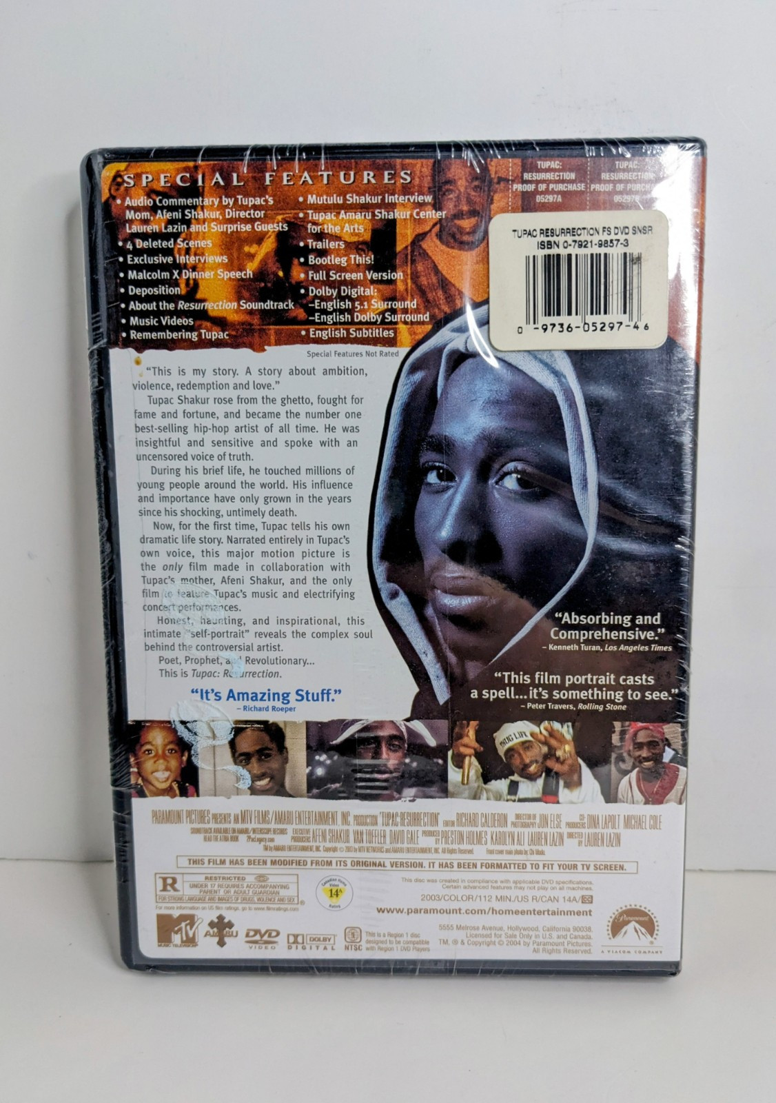 Tupac: Resurrection (DVD, 2004, MTv) Special Features. 112 Mins. R