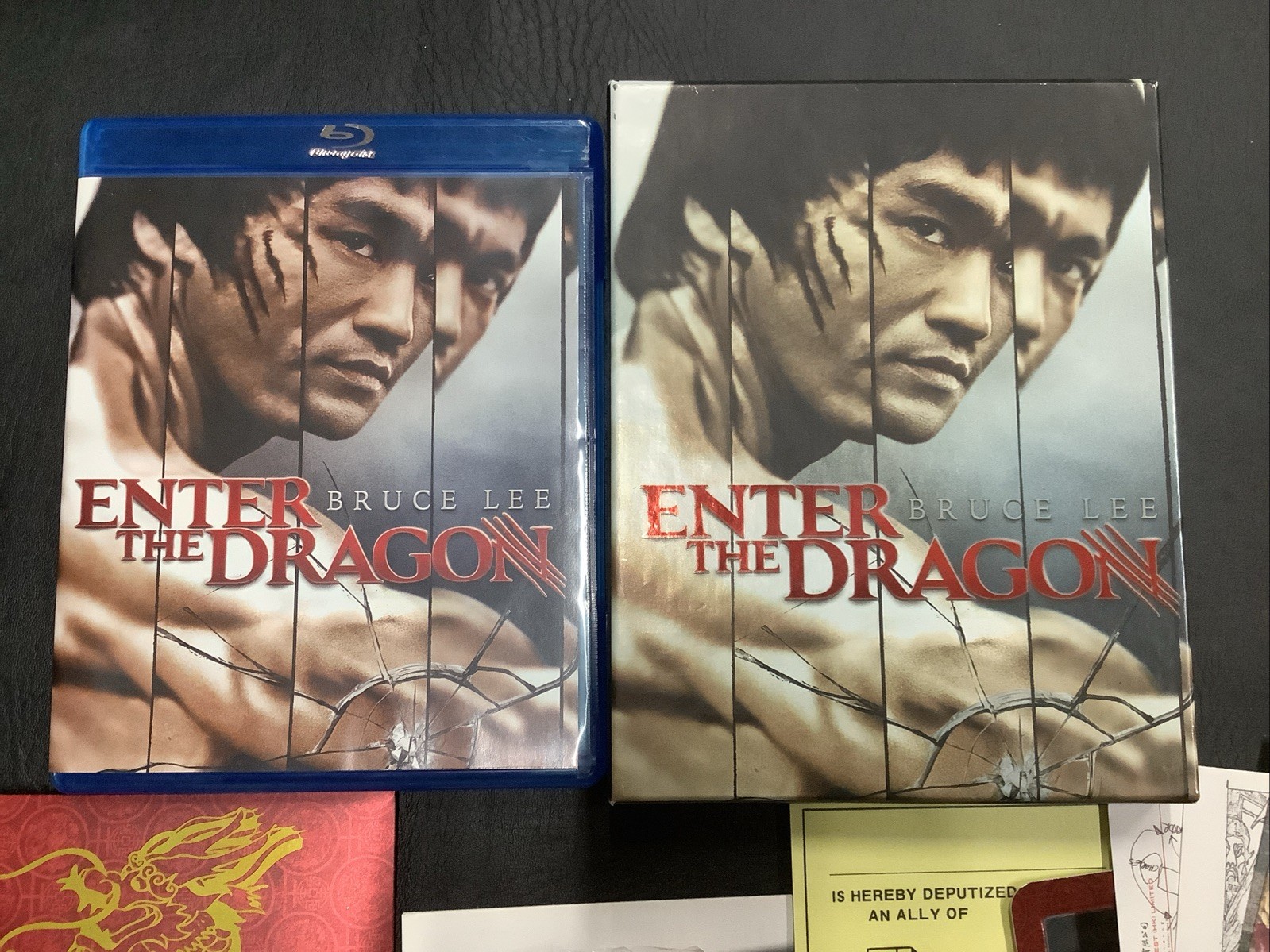 Enter The Dragon (Blu Ray) 40th Anniversary Set Art Cards Patch Bruce Lee