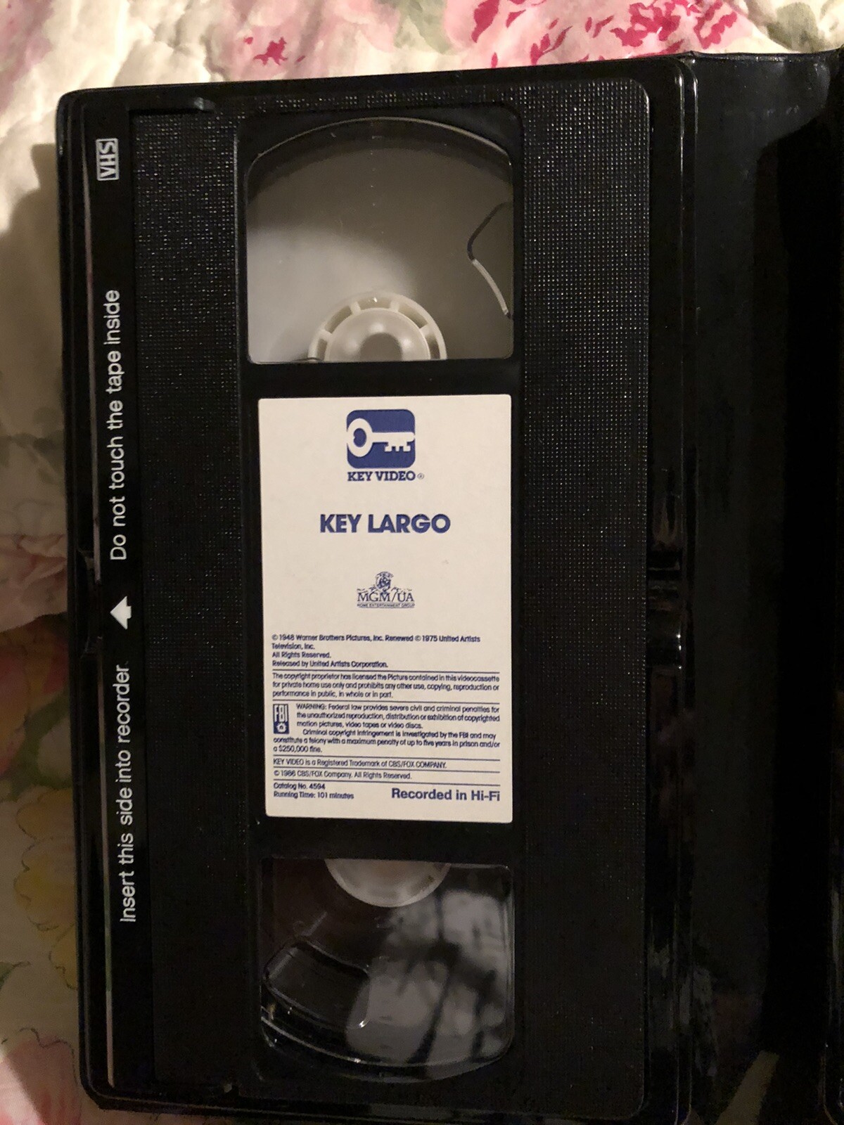 Key Largo VHS Humphrey Bogart, Edward G. Robinson Black Clamshell