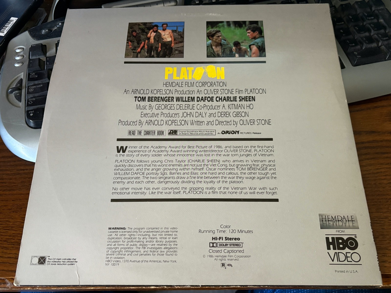 Platoon 1995 Laserdisc, HBO Video TVL 3040, Rare