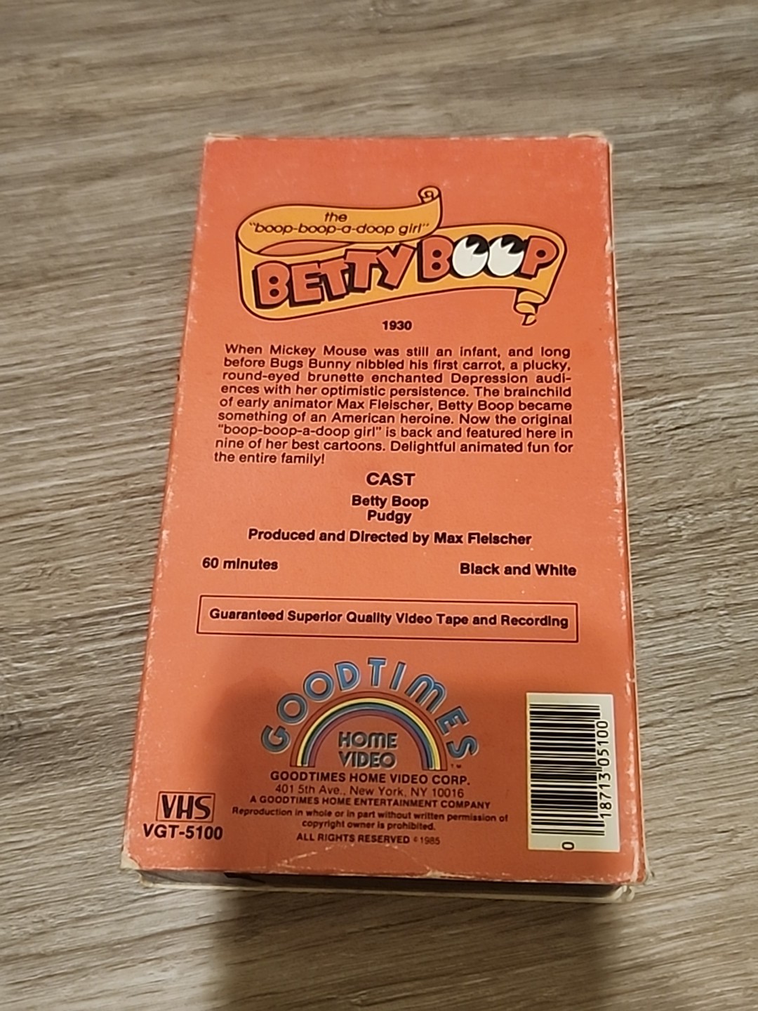 Betty Boop VHS 1985 Good Times Home W. Box Good 60 Mins B&W 9 Episodes VGT-5100