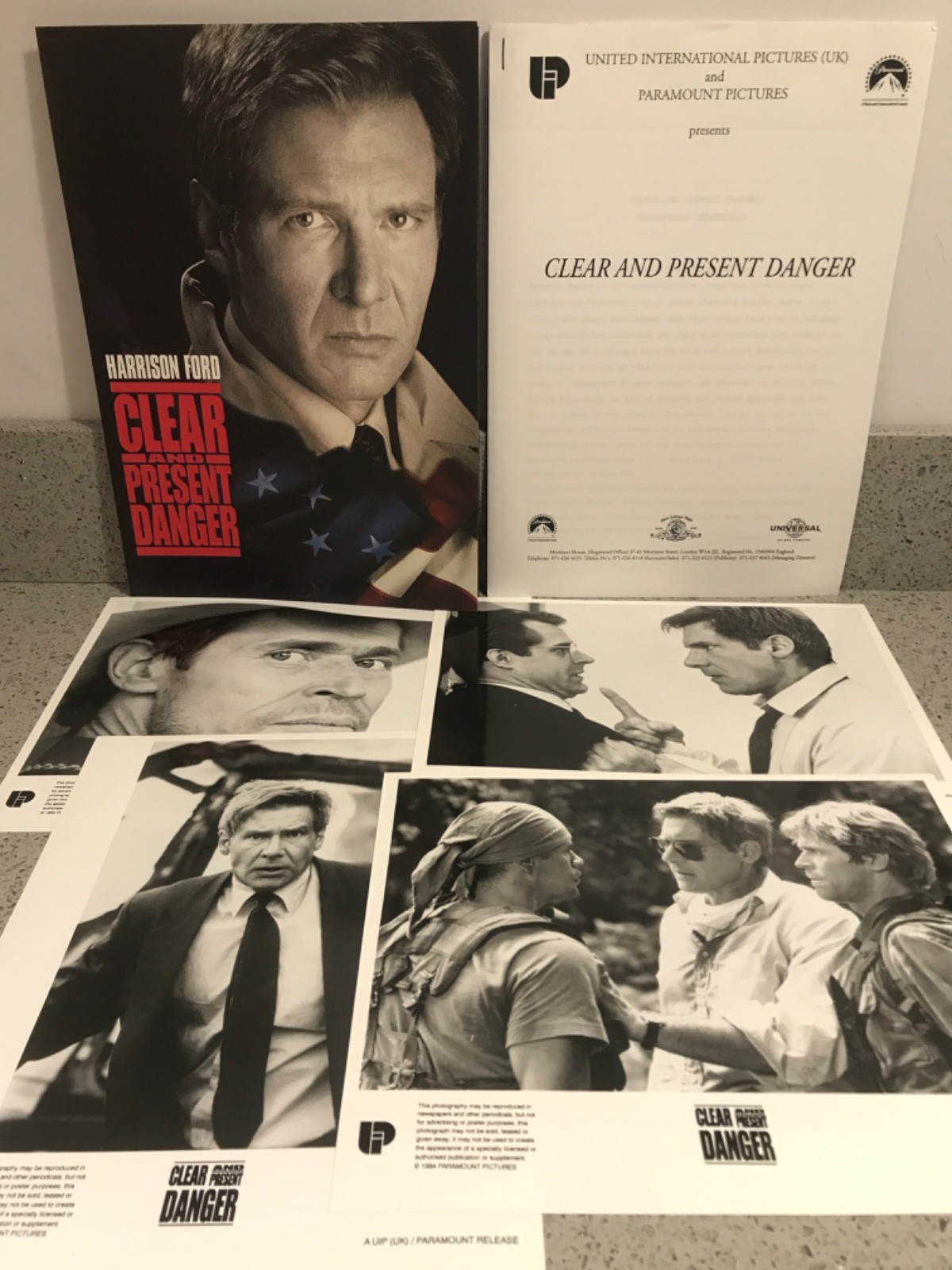 CLEAR AND PRESENT DANGER Harrison Ford PRESS KIT Production Notes & Photos 1994