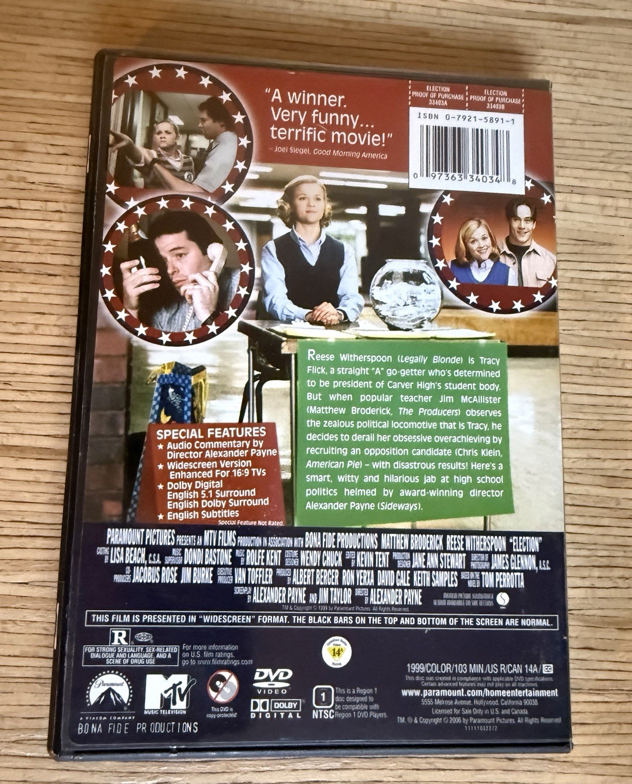 Election DVD 1999 Reese Witherspoon Matthew Broderick Alexander Payne MTV!