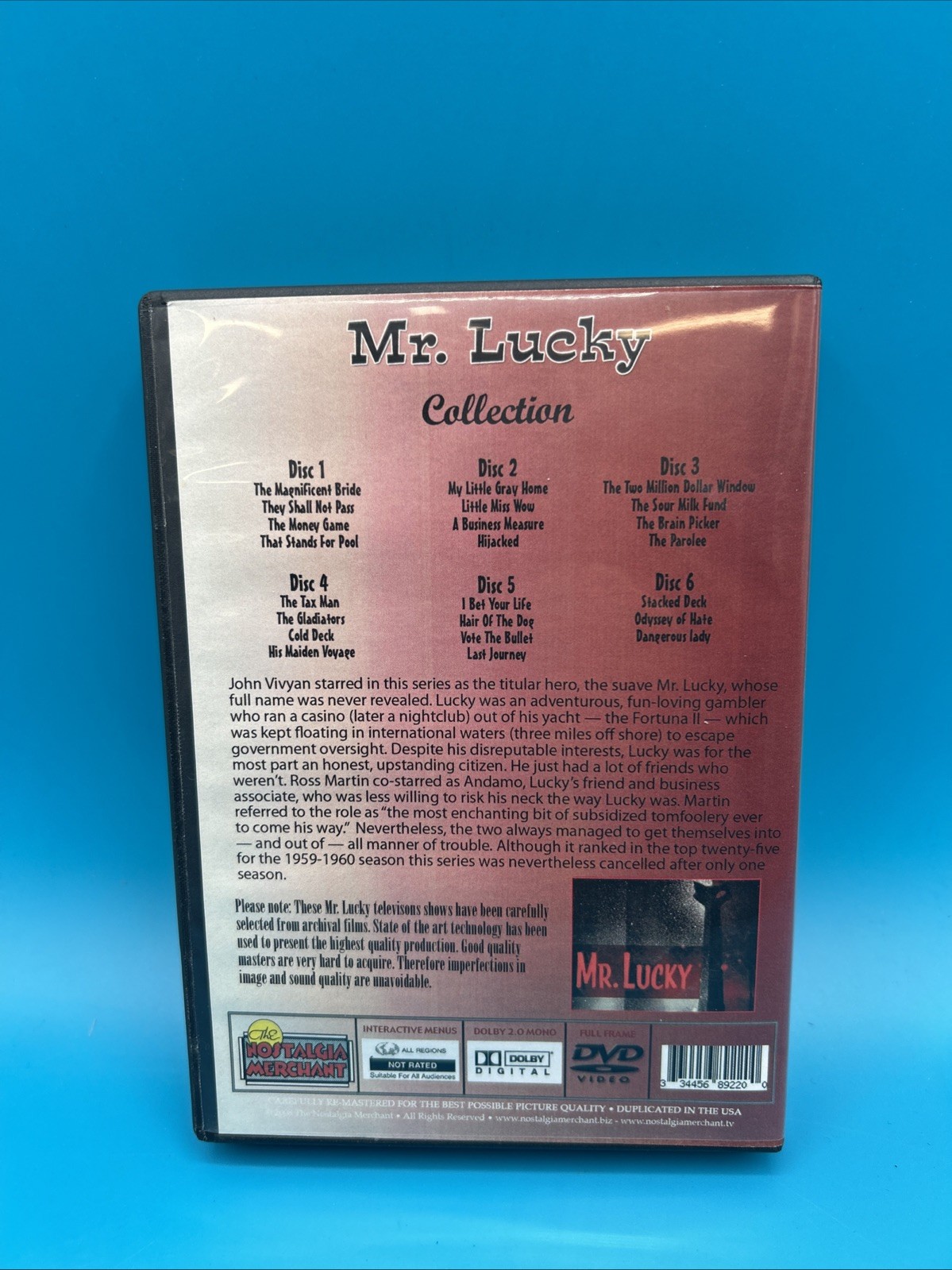 Mr. Lucky: 23 Dramatic Episodes DVD NTSC, Dolby, Black & White 6 Disc
