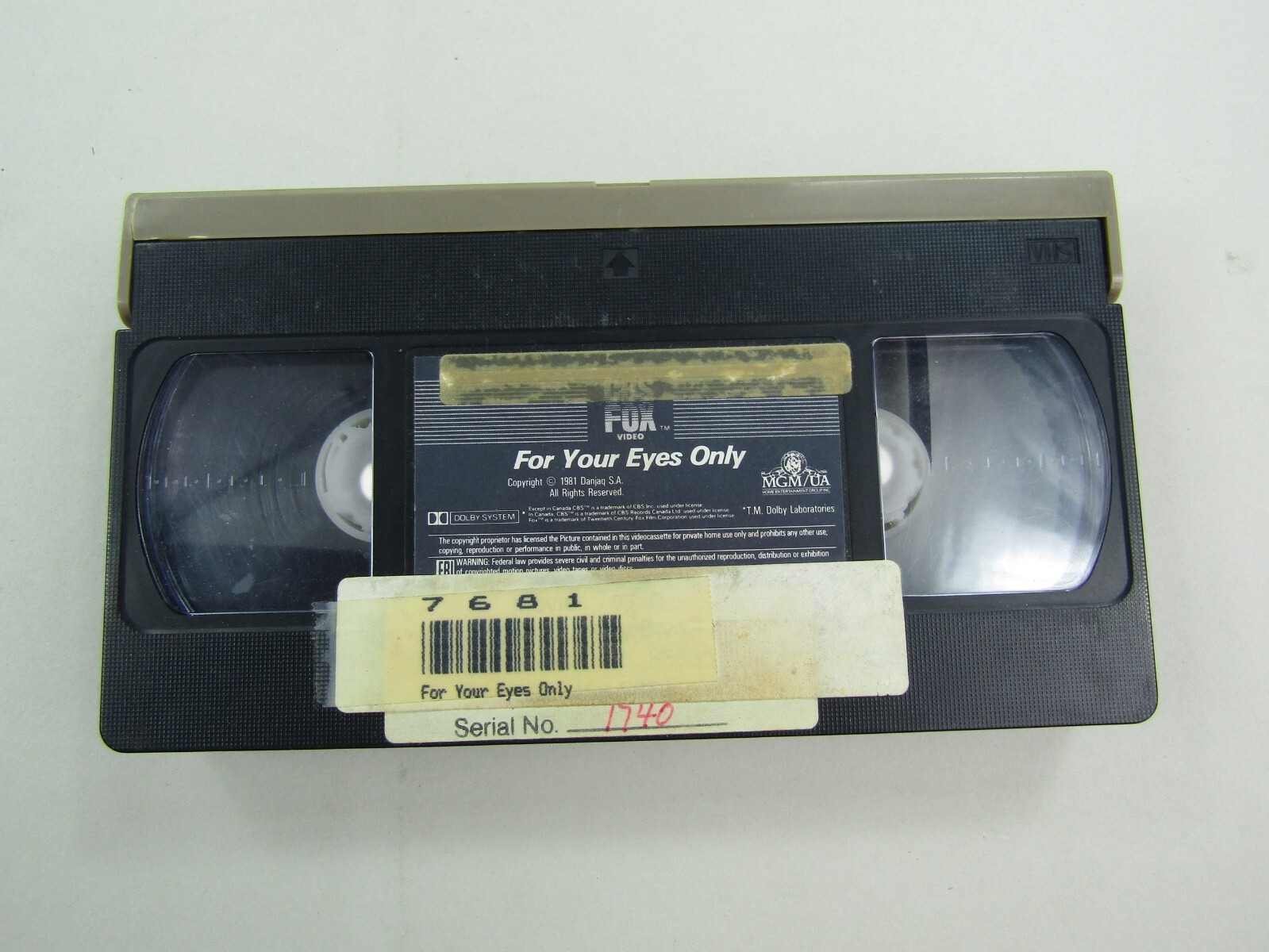 VTG For Your Eyes Only VHS CBS Fox Video Agent 007 James Bond PG 1981 Video