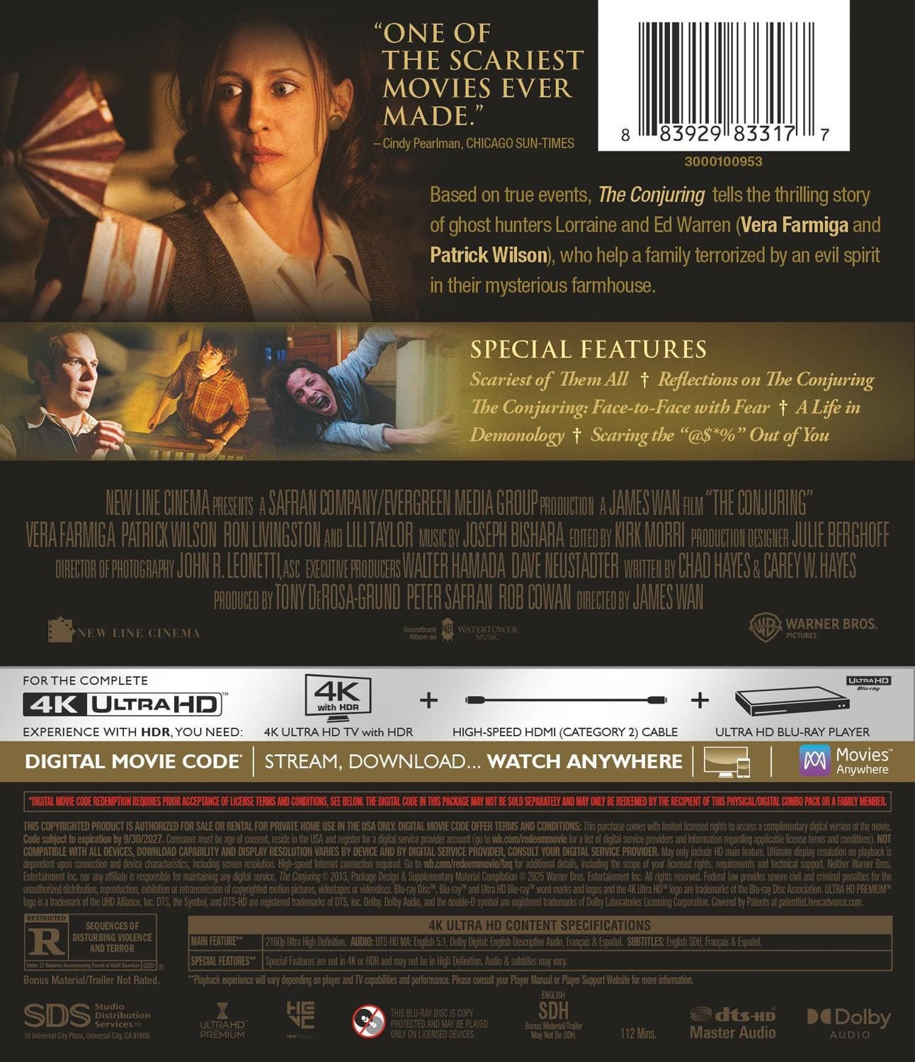 Conjuring 1+4 4K/Annabelle 1-3/La Llorona/The Nun Blu-ray+LENTICULAR SLIP COVER