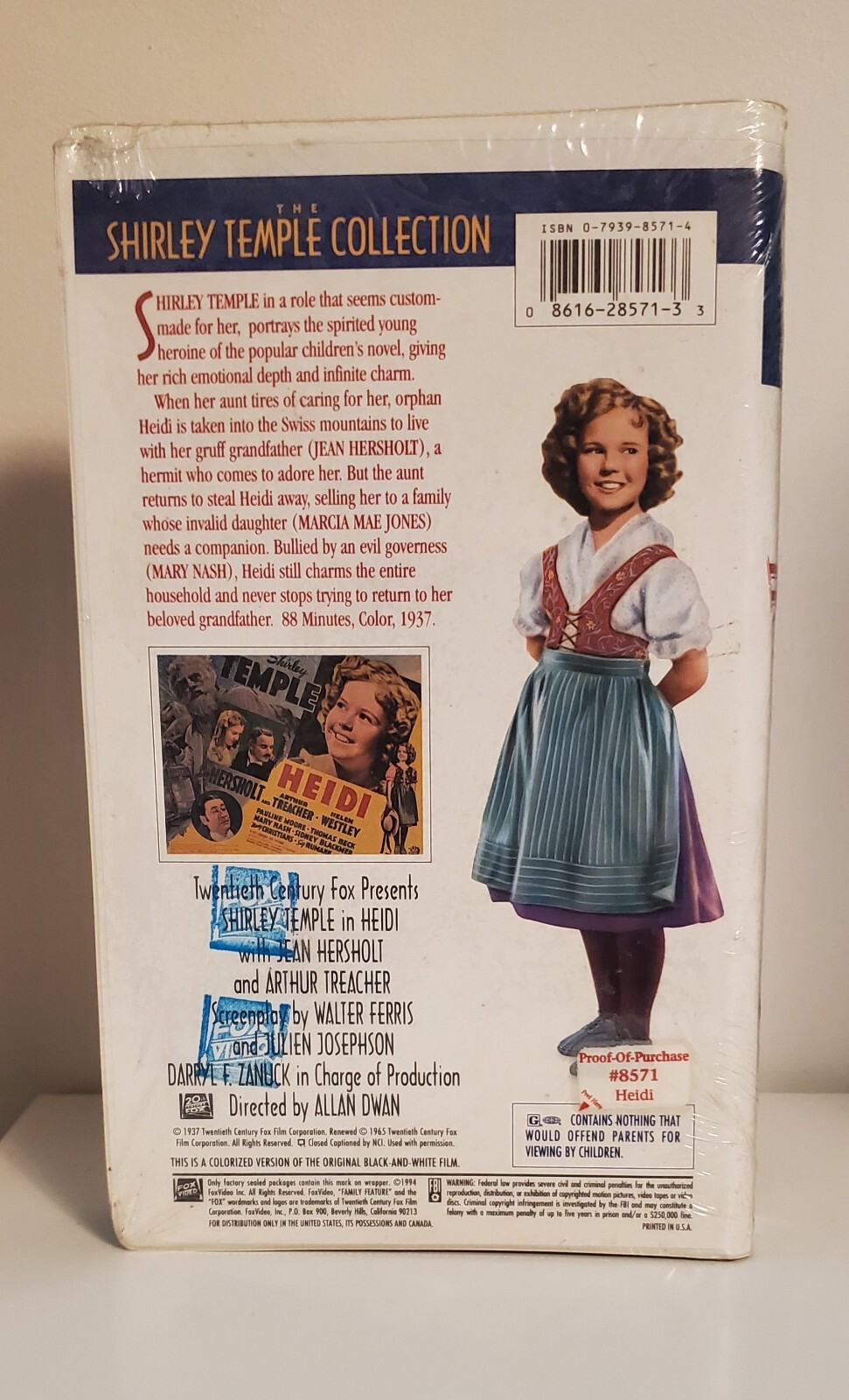 “Heidi” 1937 Movie Shirley Temple VHS Video Tape Factory Sealed
