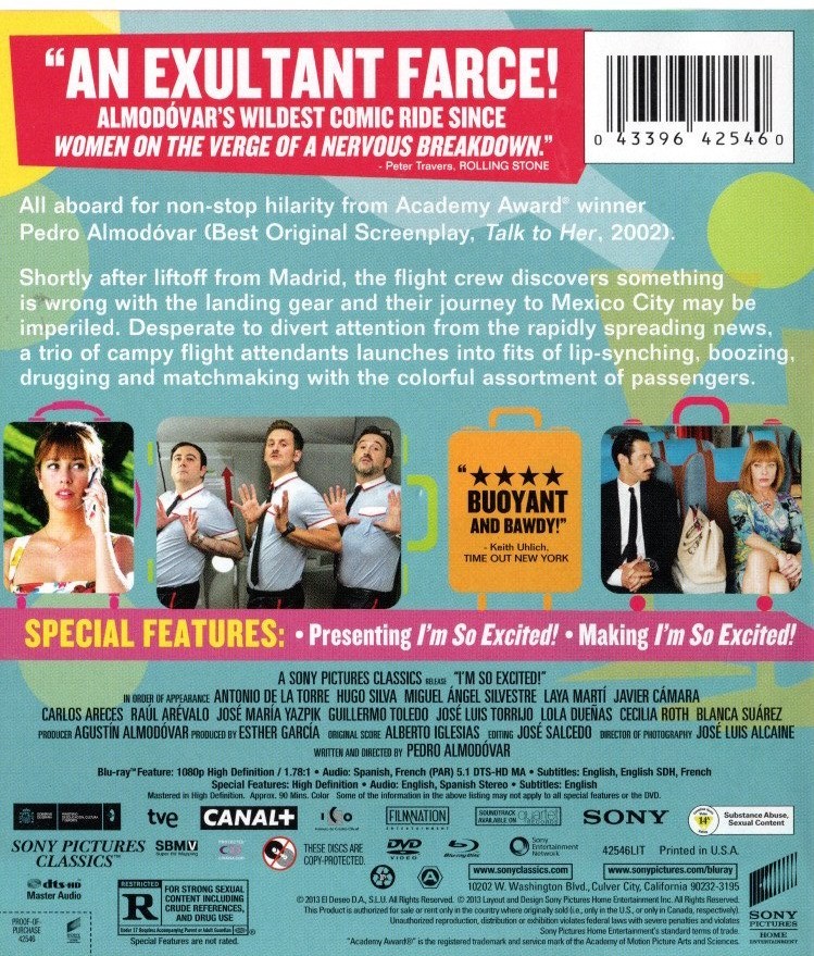 I’m So Excited Blu-ray + DVD 2013 Pedro Almodovar / Gay Interest / LGBTQ+