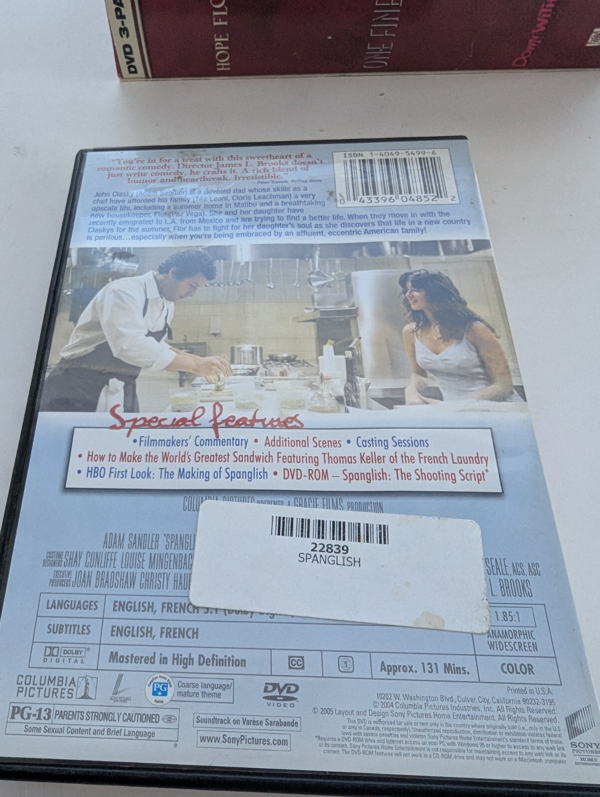 Lot of 7 DVD Video Spanglish Bridget Jones Jane Austen Message in a Bottle