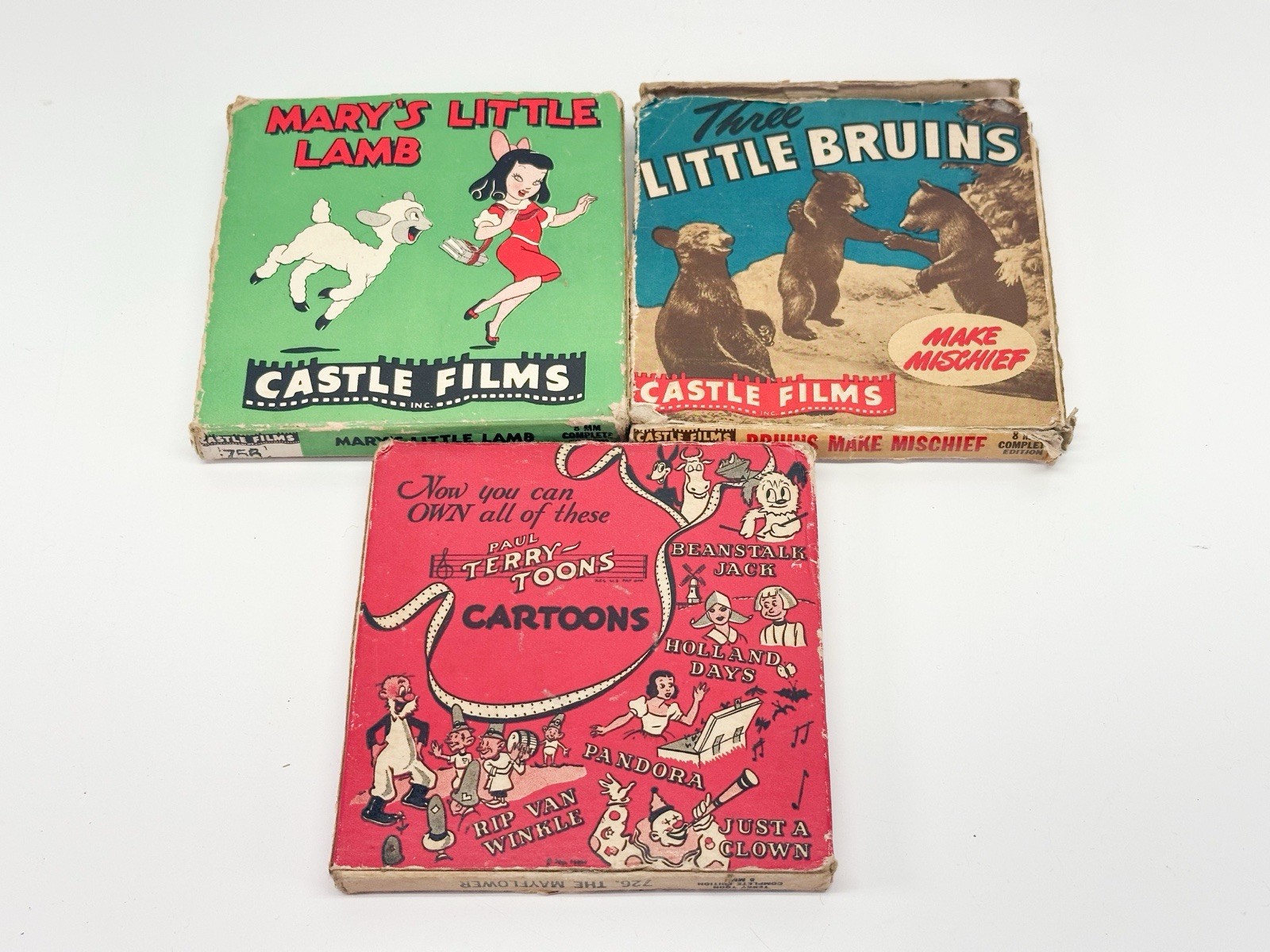Vintage Castle Films 8mm Silent Film Cartoon Lot Bruins Mary Terry Toons