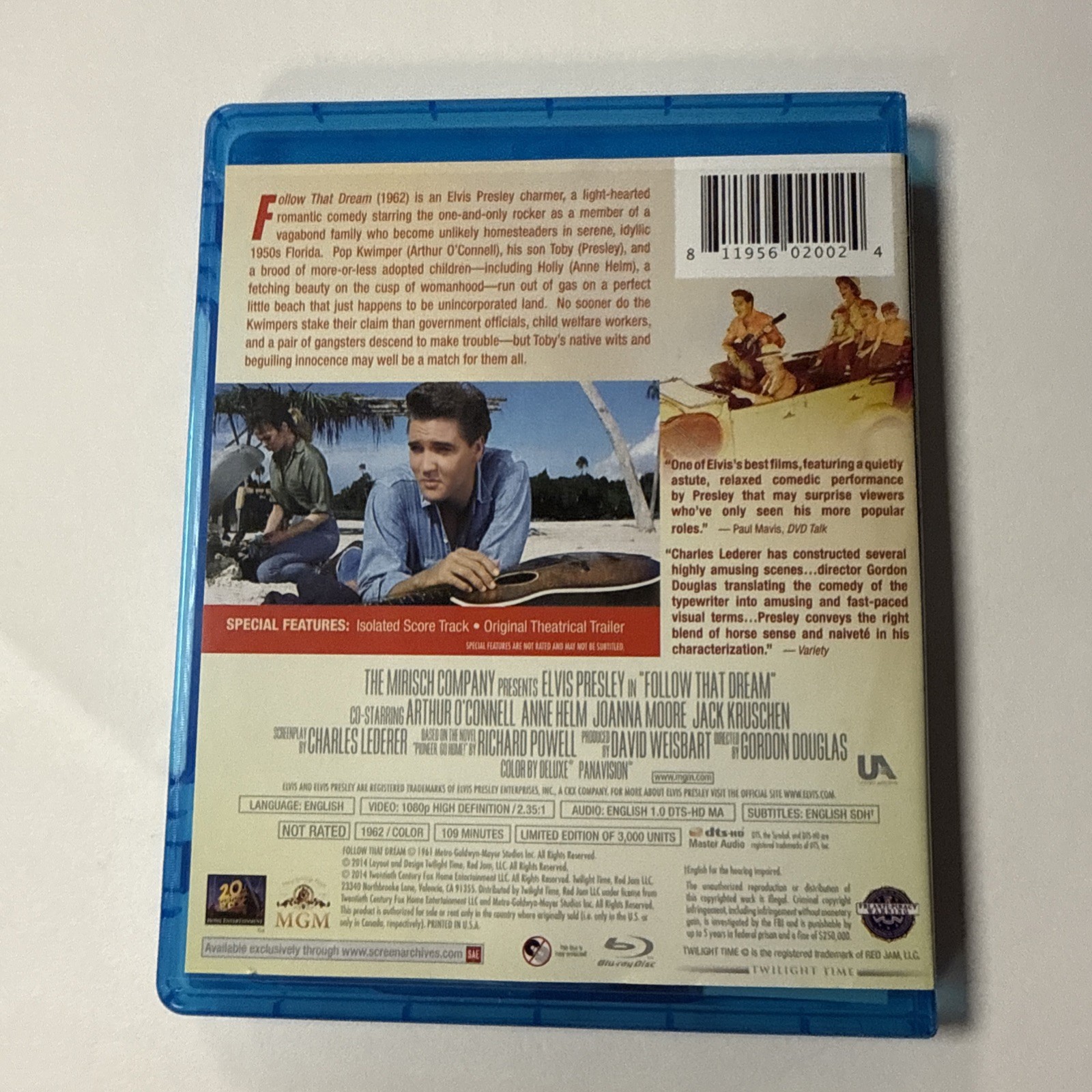 Follow That Dream (Blu-ray, 1962) Twilight Time like new.