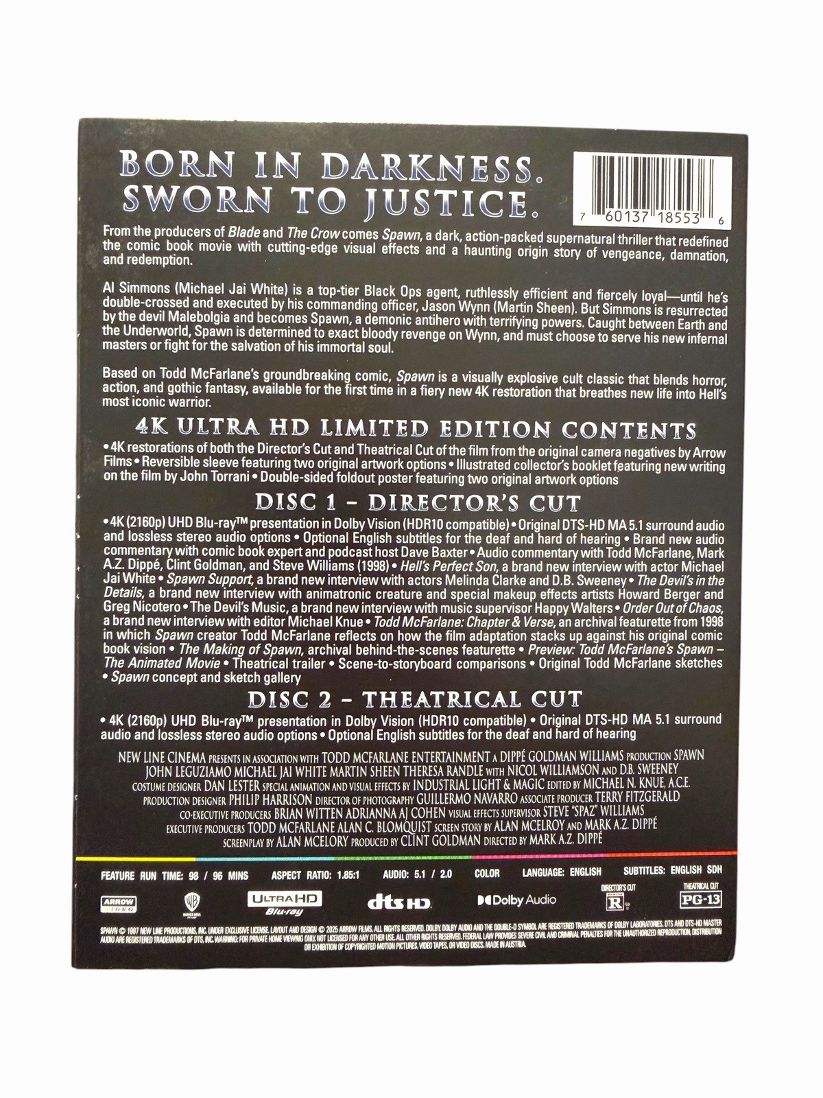Spawn 4K ULTRA HD + SLIPCOVER Limited Arrow W/ Poster & Book, 2 Disc Set, US Ed.