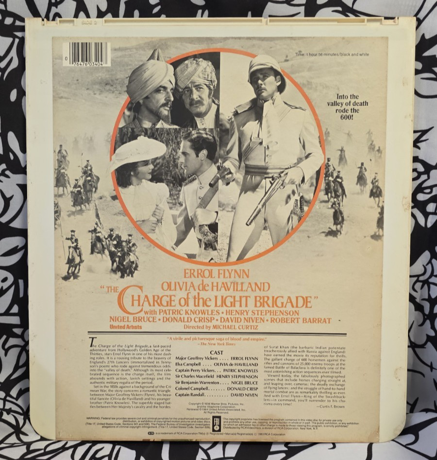 The Charge Of The Light Brigade 1936 CED Videodisc Errol Flynn Classic Film