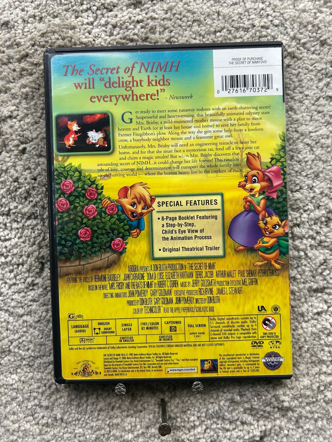 The Secret of NIMH DVD 2002 Don Bluth Animation Family Adventure