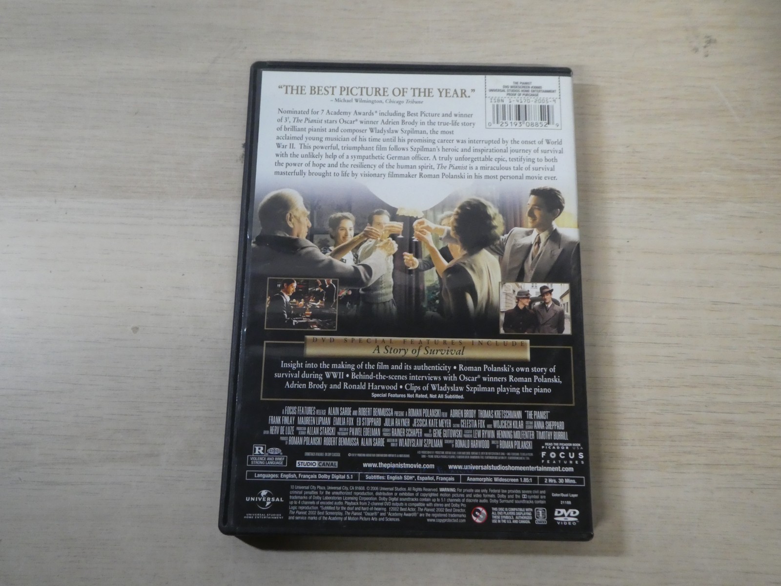 The Pianist DVD 2006 Adrien Brody World War 2 Movie Widescreen Edition