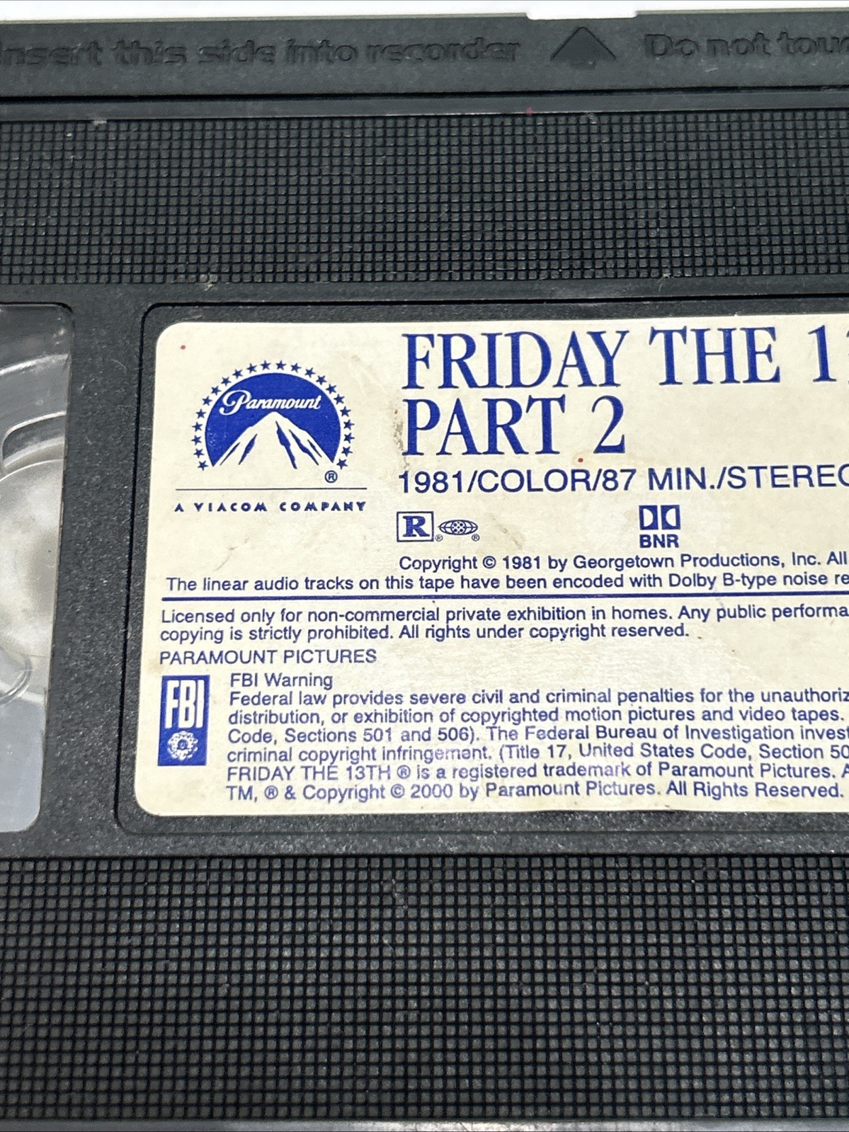 Friday the 13th Part 2 (VHS, 1981) Tape Only “ No COVER” Untested