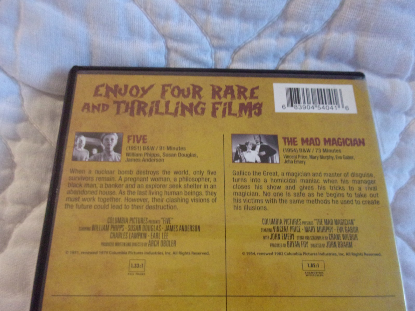 4 CLASSIC HORROR MOVIE COLLECTION 2-DISC DVD THE MAD MAGICIAN TERROR OF TONGS 5