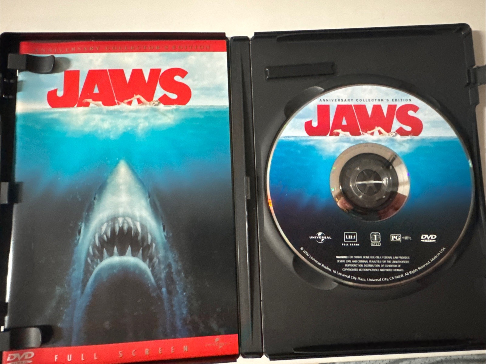 Jaws Anniversary Collector’s Edition DVD 2000 – Steven Spielberg – Free Shipping