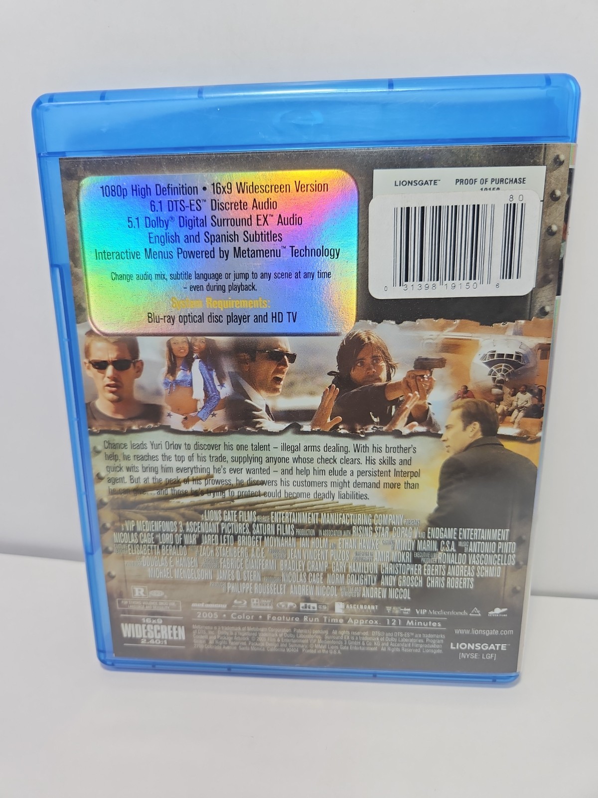Lord of War (Blu-ray, 2005) Nicolas Cage, Ethan Hawke, Ian Holm, Jared Leto
